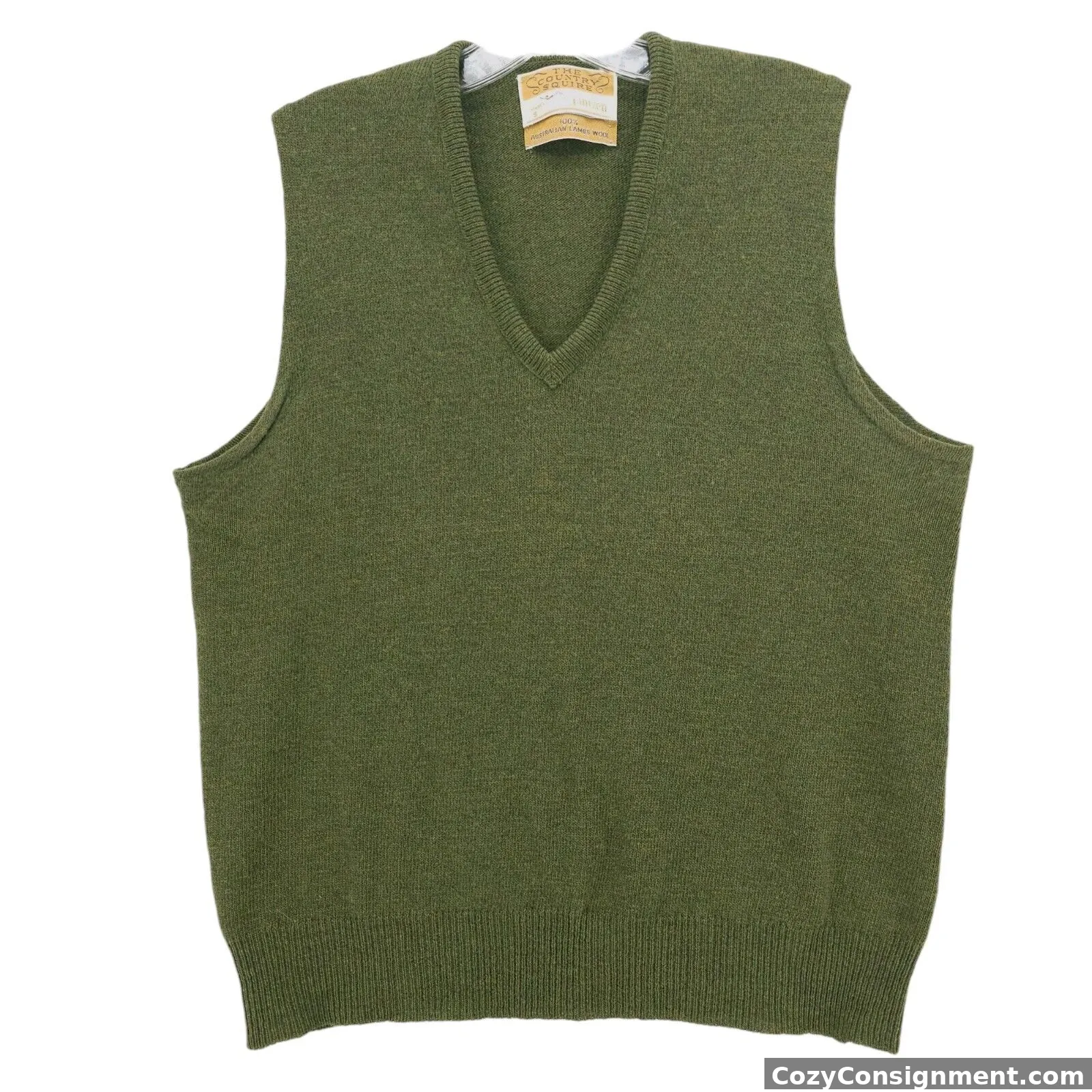 Vintage 60s Jantzen AUSTRALIAN LAMBS WOOL Sweater Vest Green EUC Men's SMALL