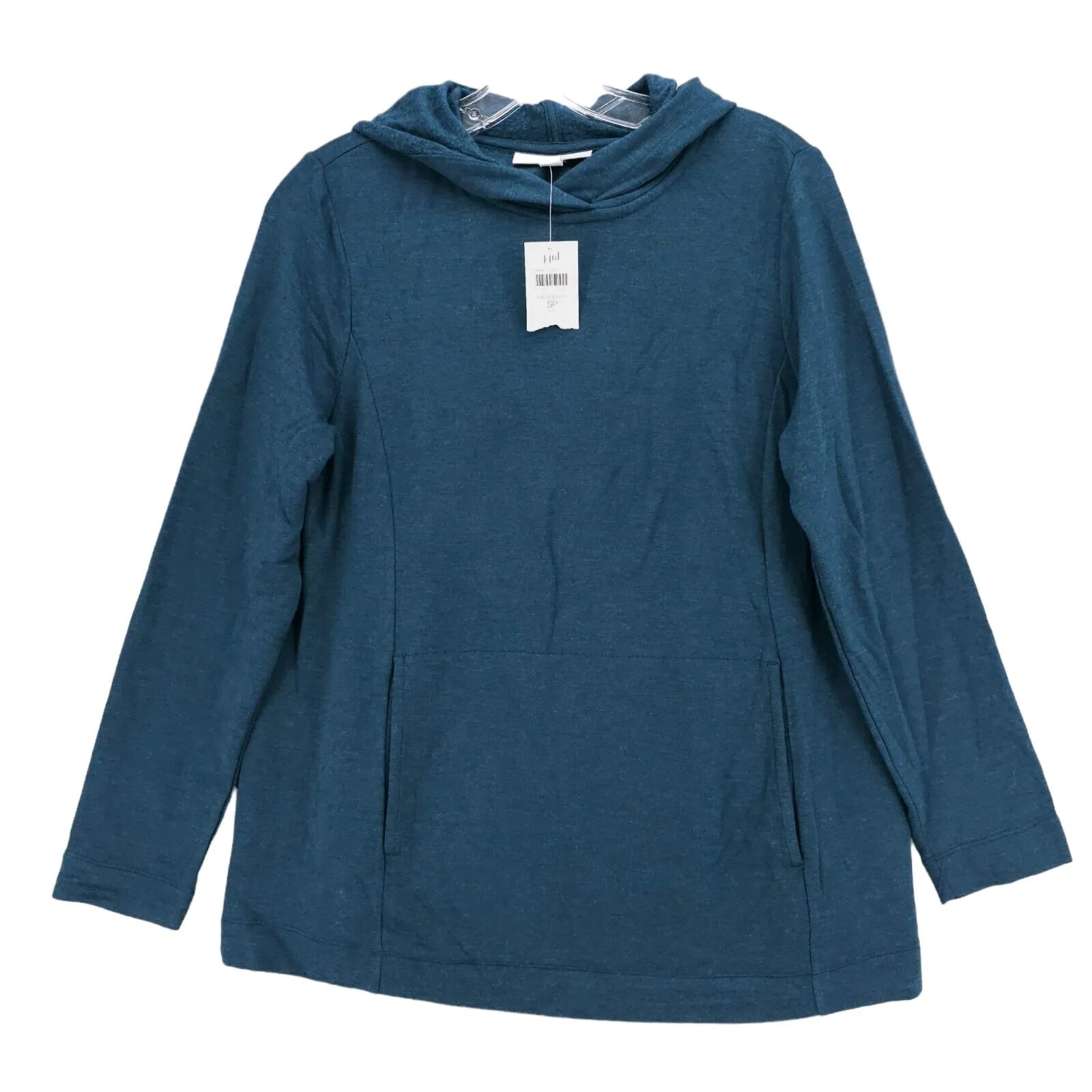 NWT J. JILL Tranquility Fleece Hoodie Prussian Blue Soft Stretch PETITE SMALL PS