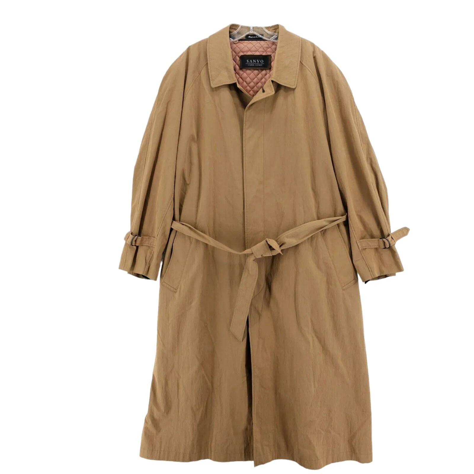 Sanyo Carol Cohen Vintage Trench Coat Belted Removable Wool Lining 44R