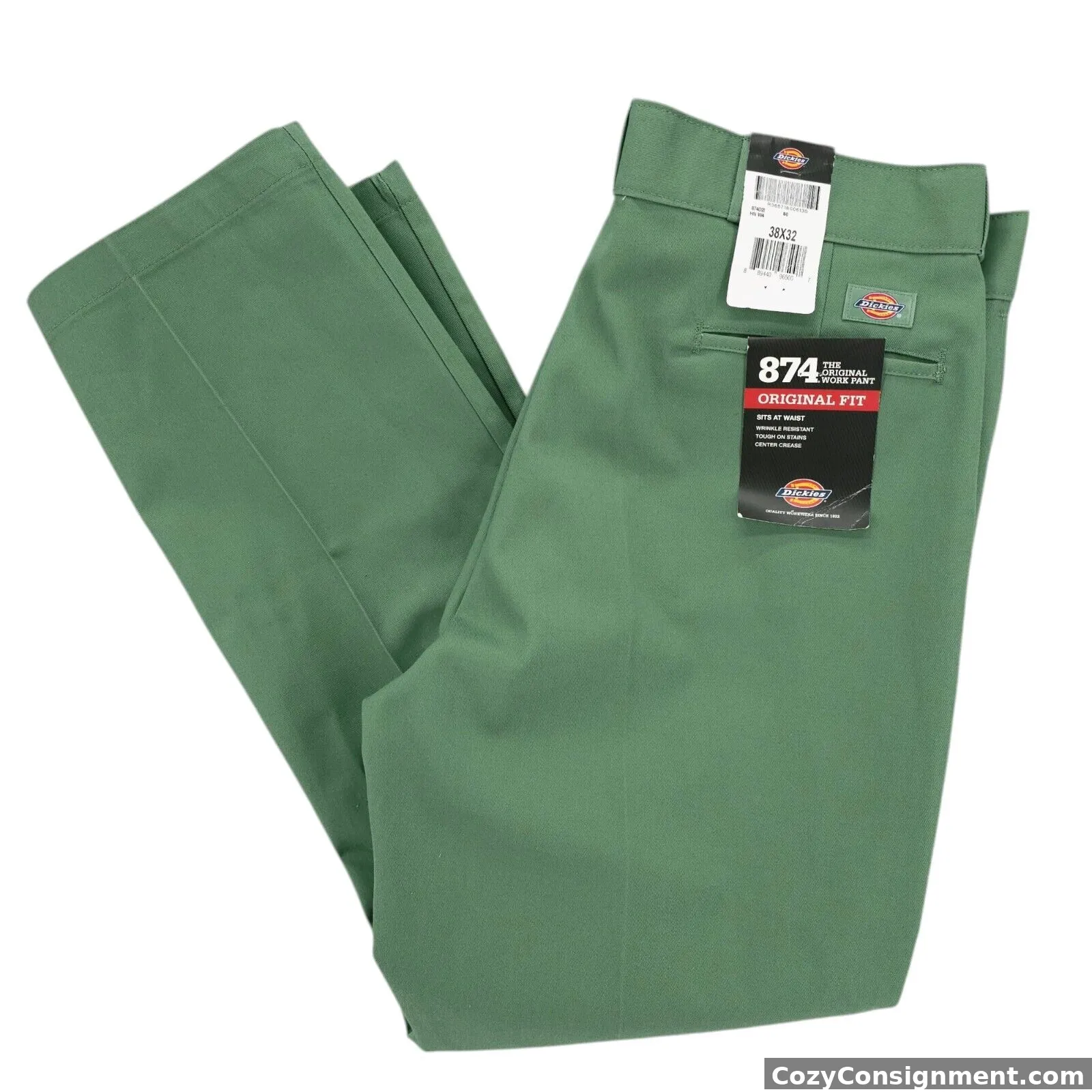 NWT DICKIES 874 Work Pant Original Fit RARE GREEN Color Center Crease 38x32