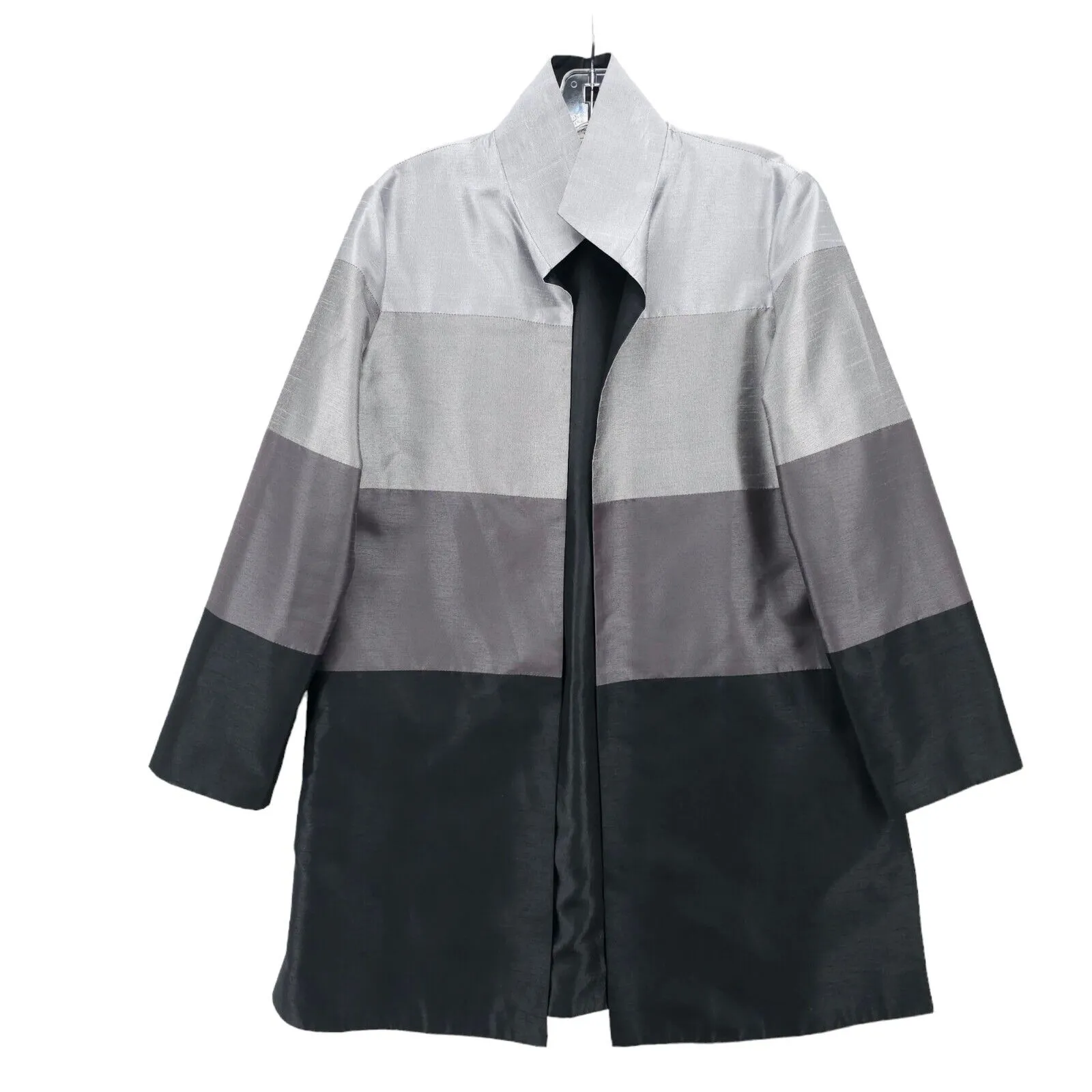 GRACE CHUANG Black Gray Silver Colorblock Jacket Designer Evening Sheen XS