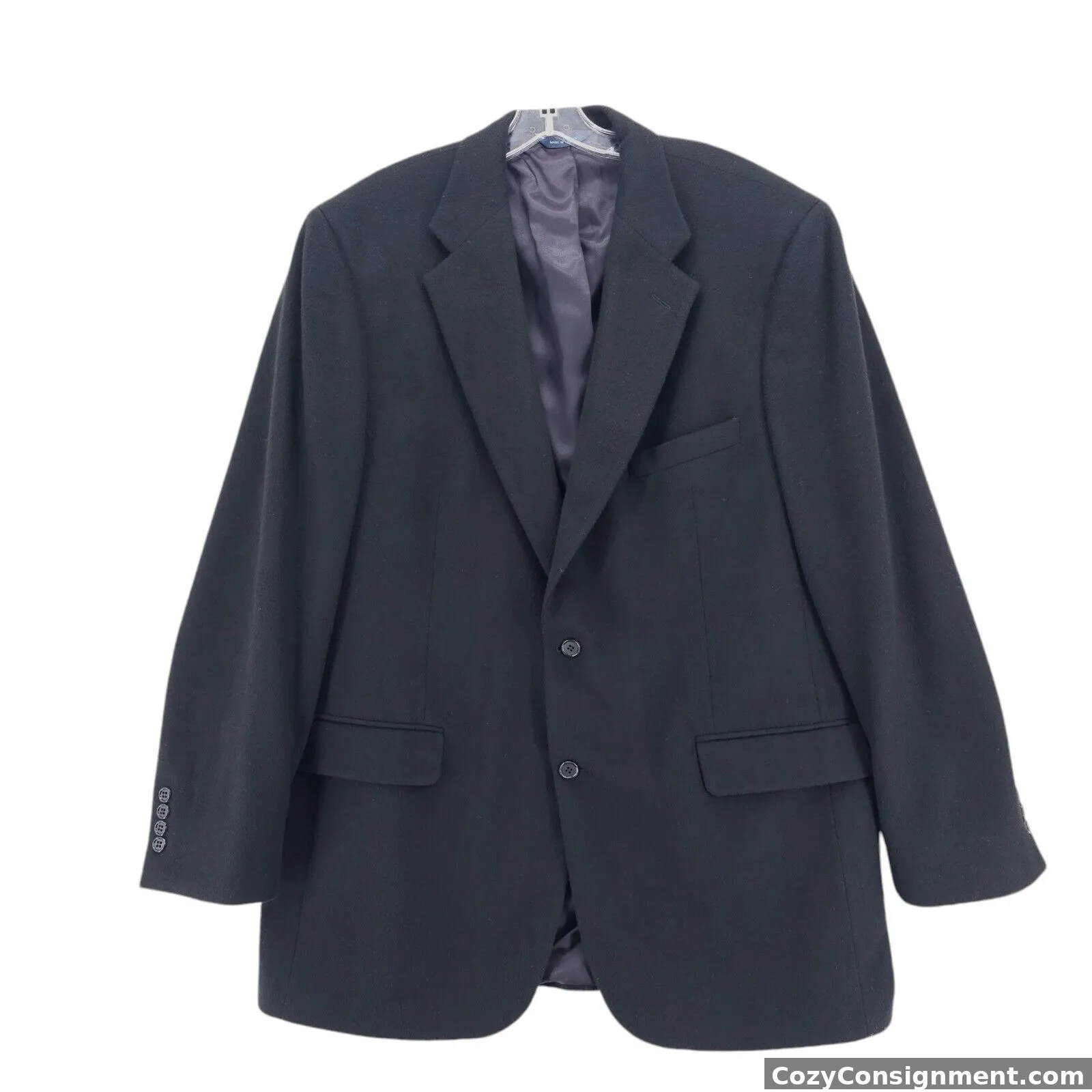 BROOKS BROTHERS 346 Black 100% Pure Cashmere Sport Coat Blazer Size 44 LONG