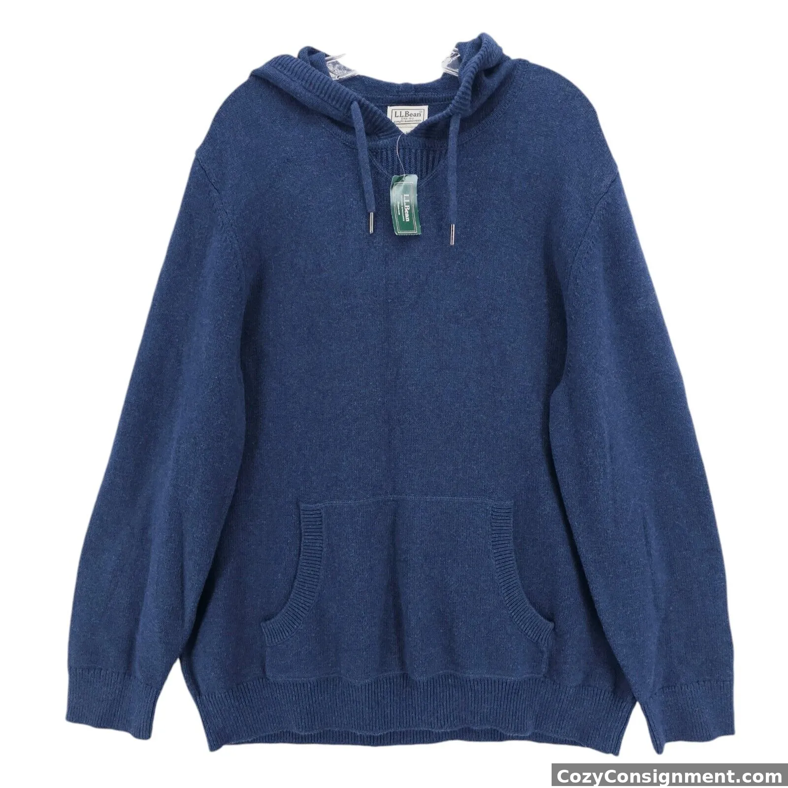 NWT LL BEAN Wicked Soft Cotton Cashmere Hoodie Sweater Navy Blue Men's XL