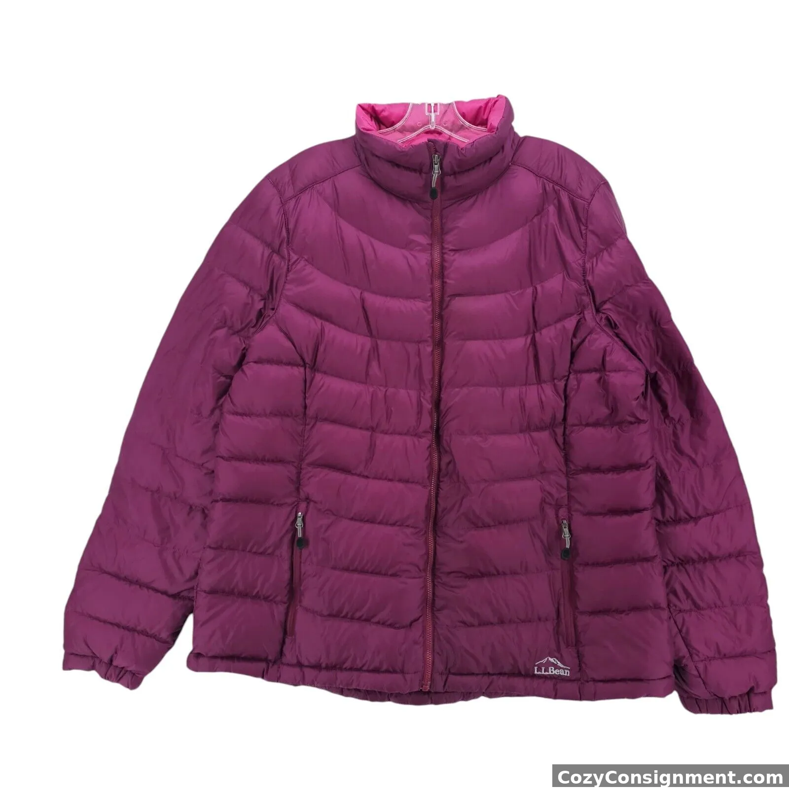 LL BEAN Women's Ultralight 850 Down Jacket Purple Puffer Downtek Size XL