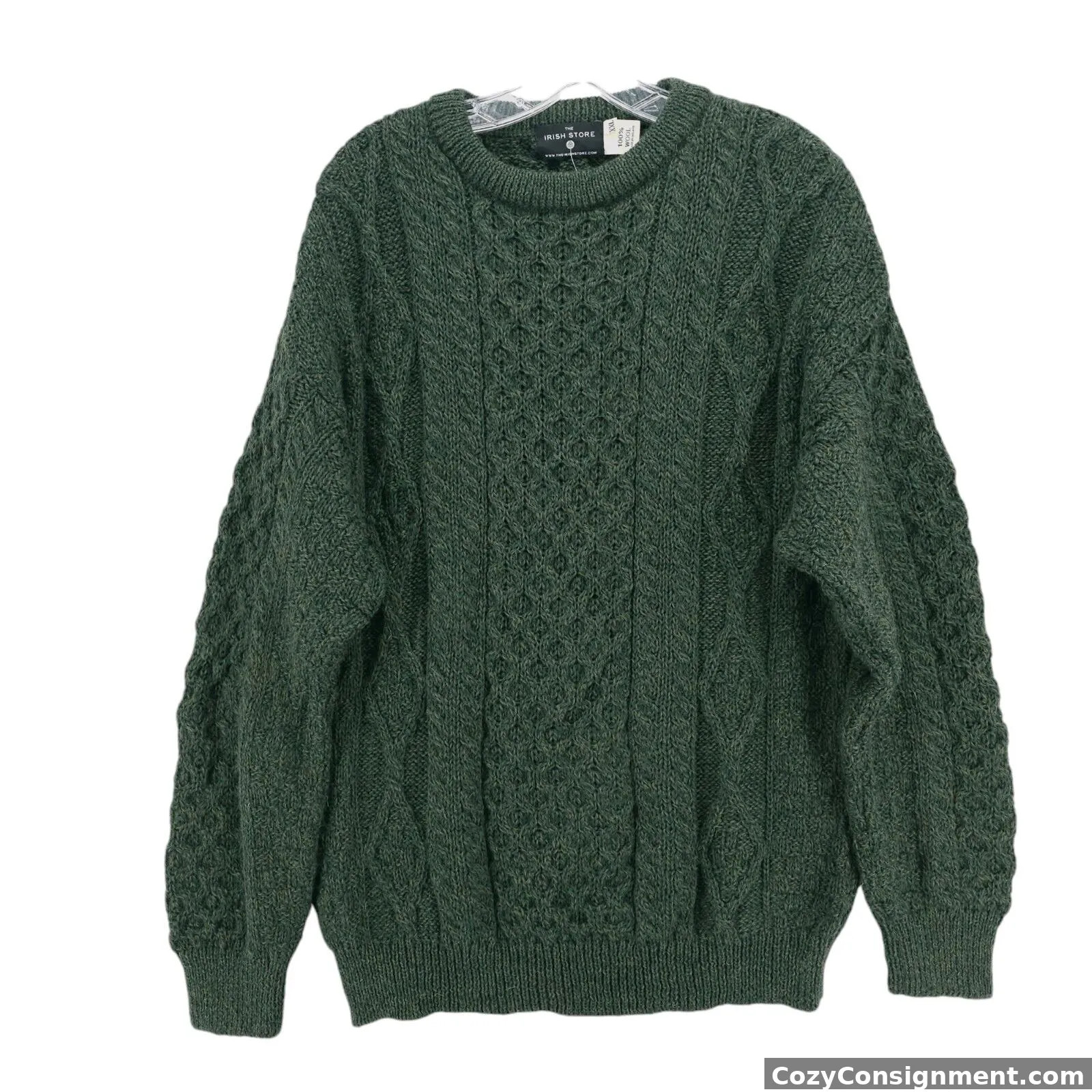 THE IRISH STORE 100% Wool Green Fisherman Sweater Men's Size XXL