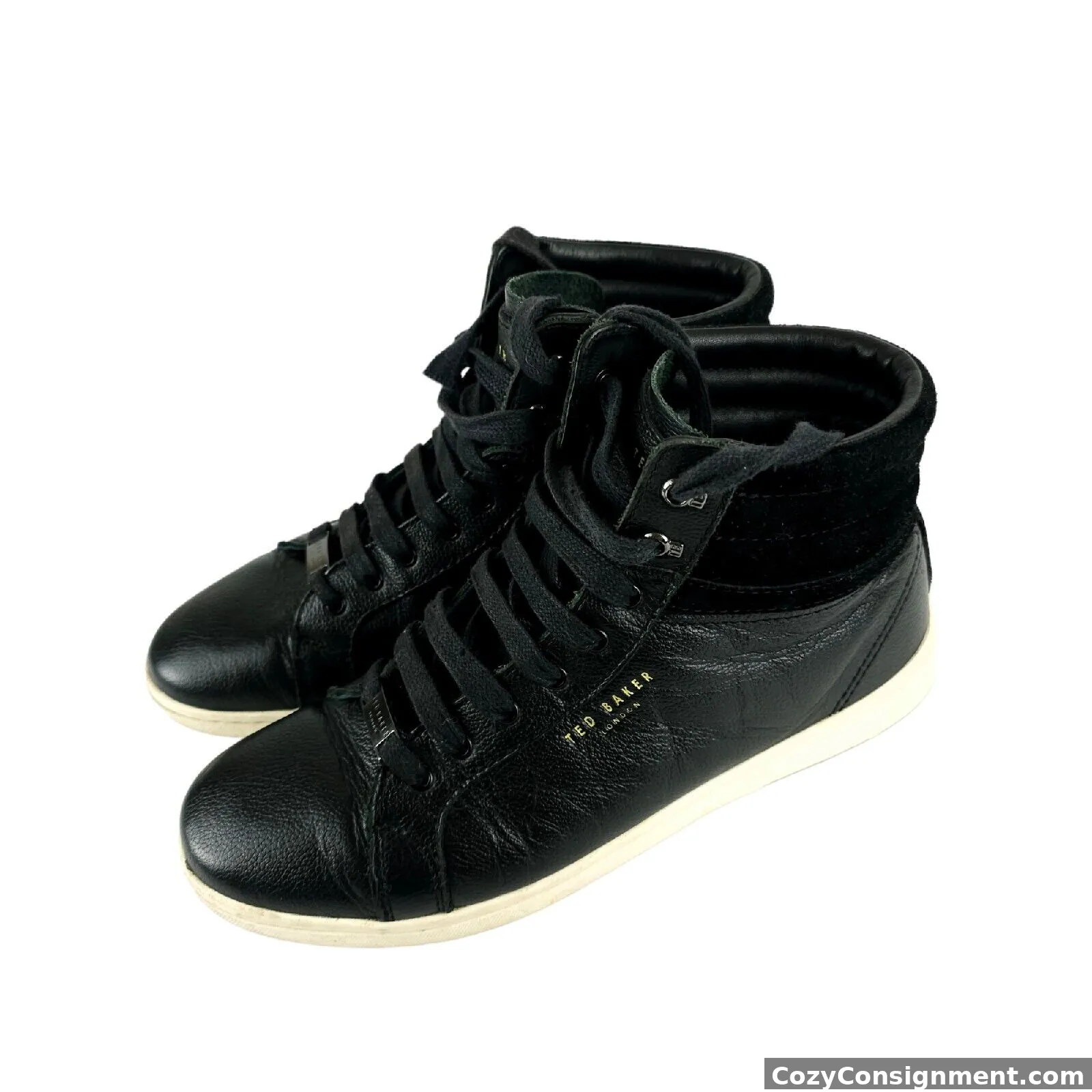 Ted Baker London Myyka Black Hi Tops Fashion Sneakers Leather Suede Men's US 8.5