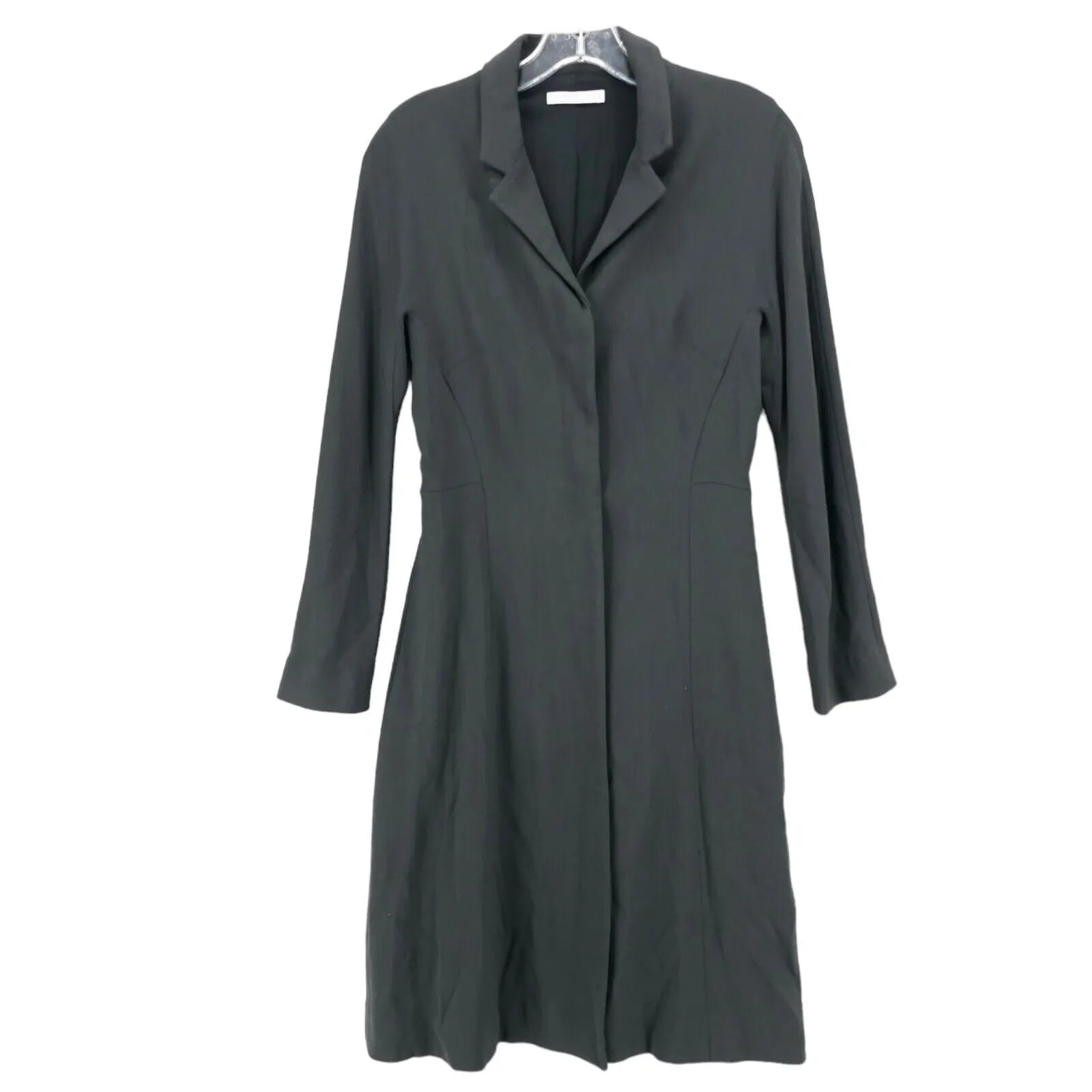 MM Lafleur Dark Gray Shirt Dress Long Sleeve Hidden Button Down Size 4