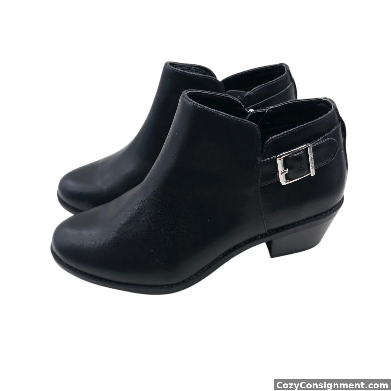 Vionic Millie Ankle Boots Women's Sz 8 Black Leather Zip Up Buckle Detail