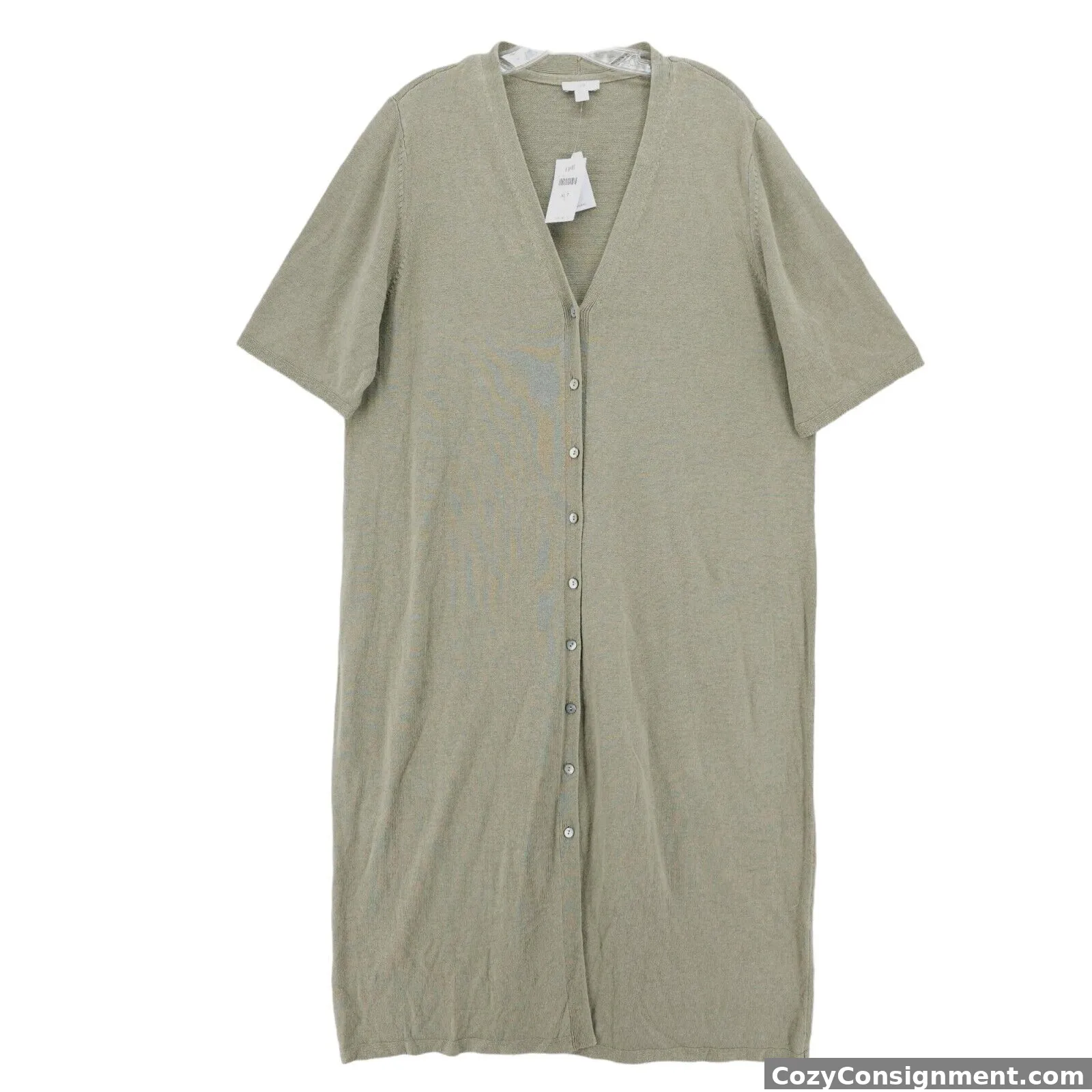 NWT J. JILL Sage Green Linen Blend Knit Midi Dress Short Sleeve XL TALL XLT