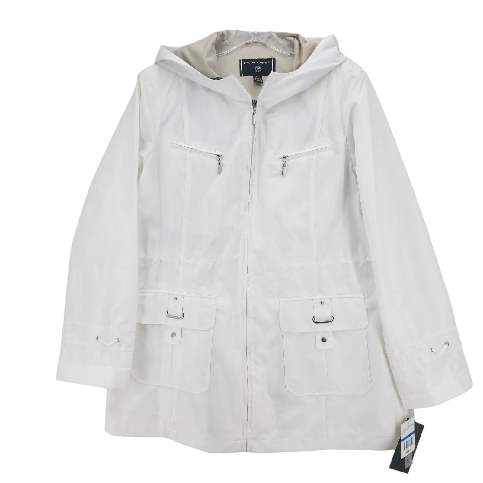 PORTRAIT White Jacket Water Repellent Washable Hooded Size XL