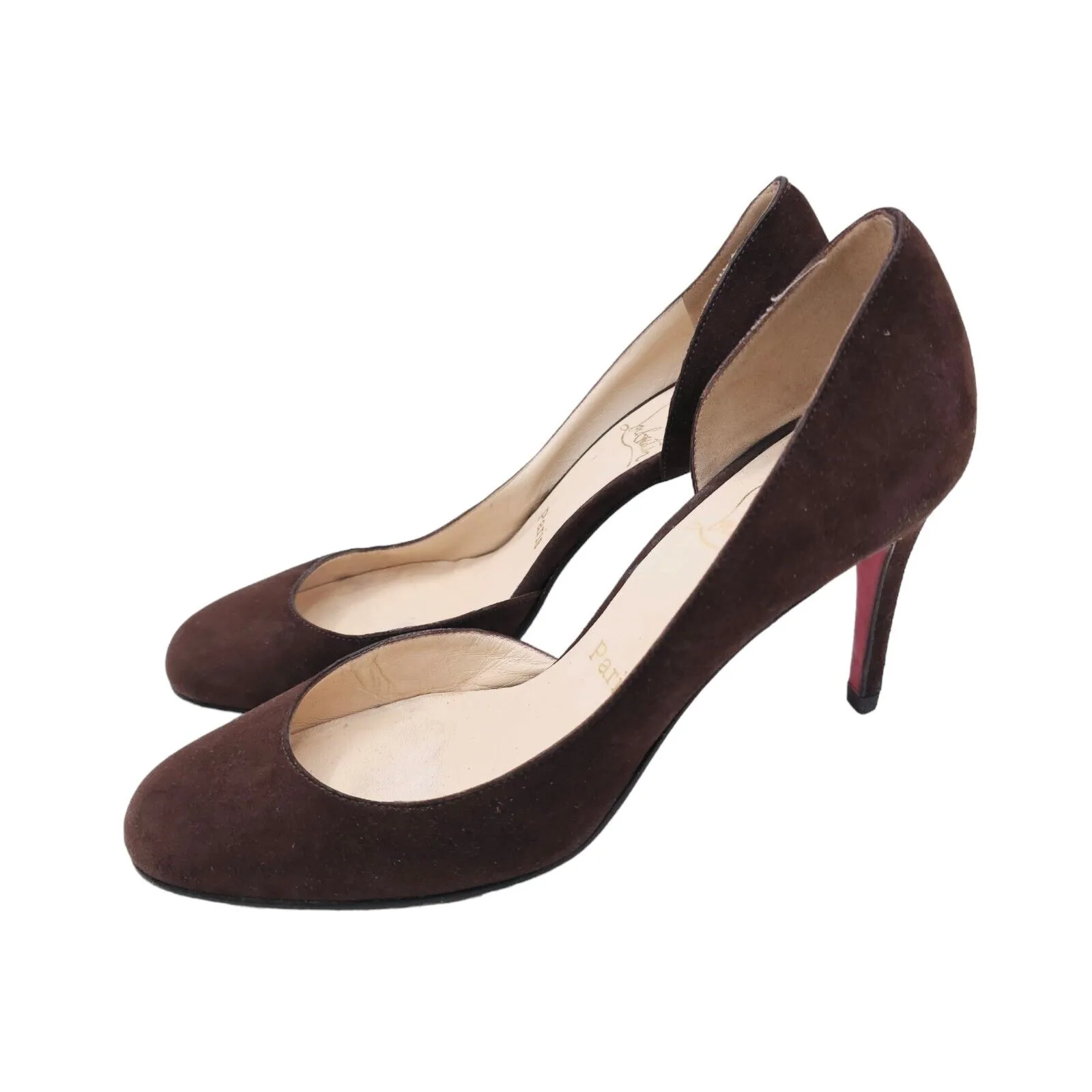 Christian Louboutin Women's Suede  Round Toe Pumps Brown Size 6.5 US EU 36.5