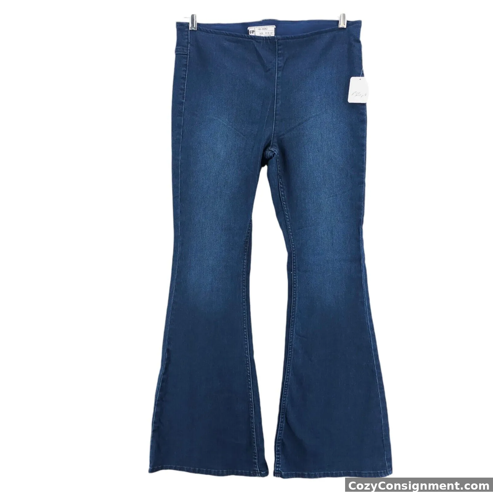 NWT Free People Penny Pull-on Stretch Flare Jeans Medium Blue Size 30 SHORT