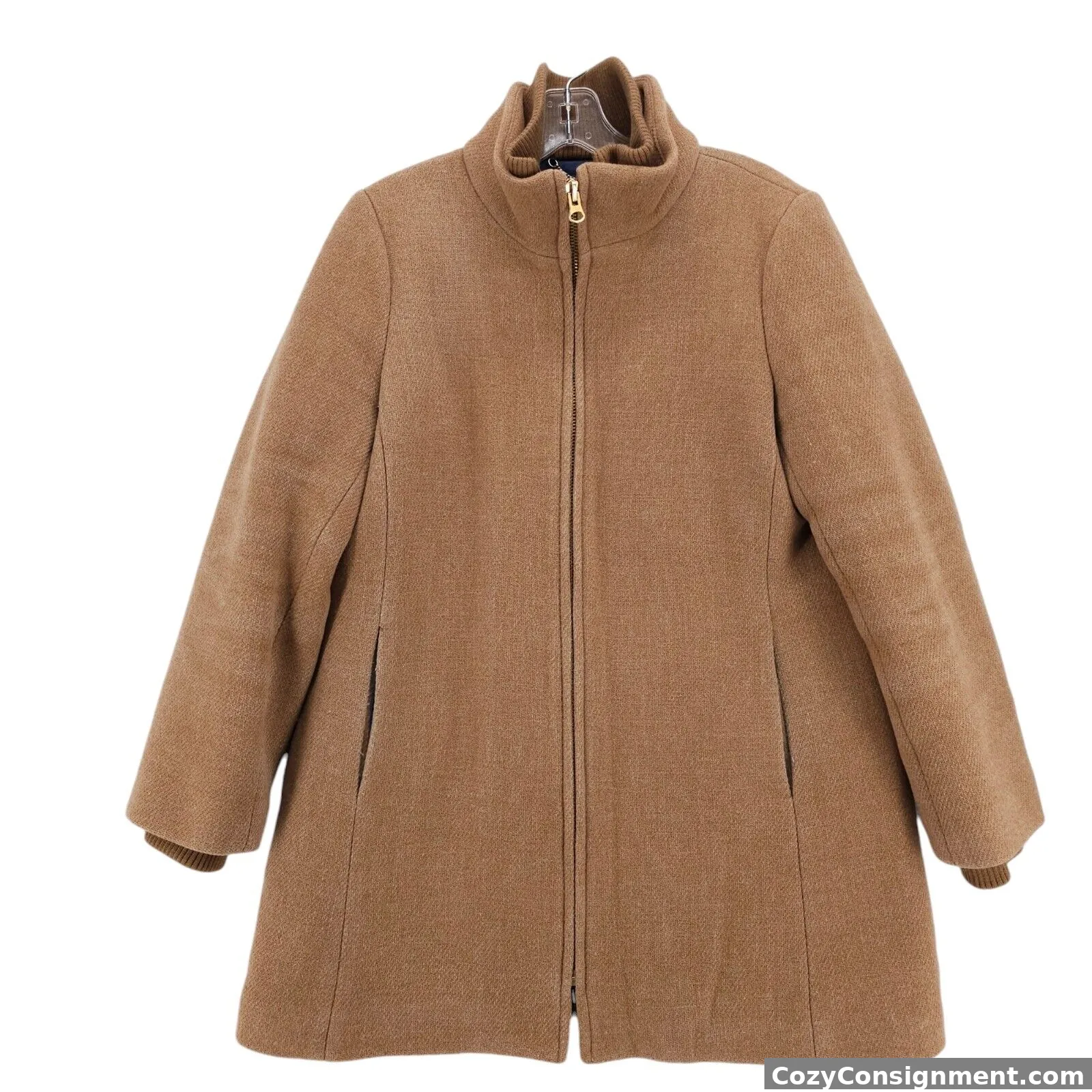 J. CREW Lodge Coat in Italian Stadium-Cloth Wool Camel Tan/Brown Size 12P