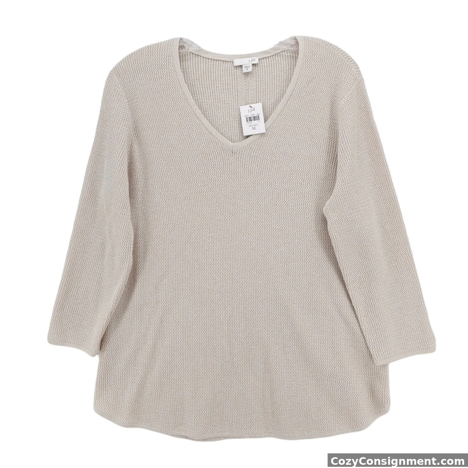 NWT J. JILL Sea Salt Beige Knit Top Tunic 3/4 Sleeve Size MEDIUM