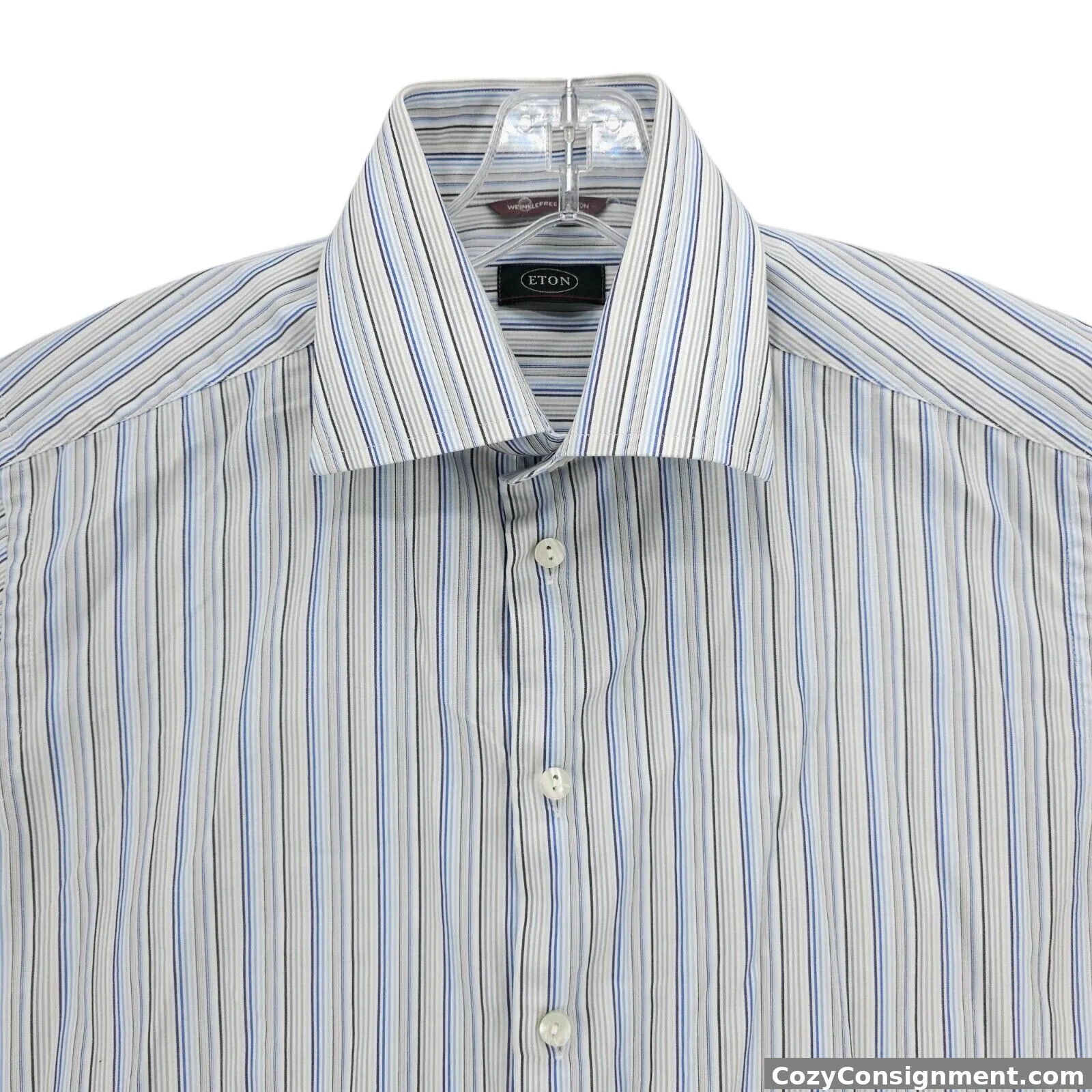 ETON Wrinkle Free Cotton Long Sleeve Button Up Shirt Striped Size 42 - 16.5