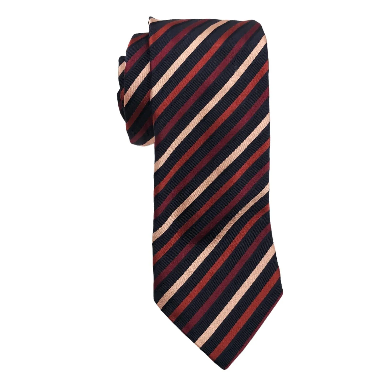 CANALI Men's Silk Cotton Necktie ITALY Luxury Diagonal Stripe Black Brown Tan