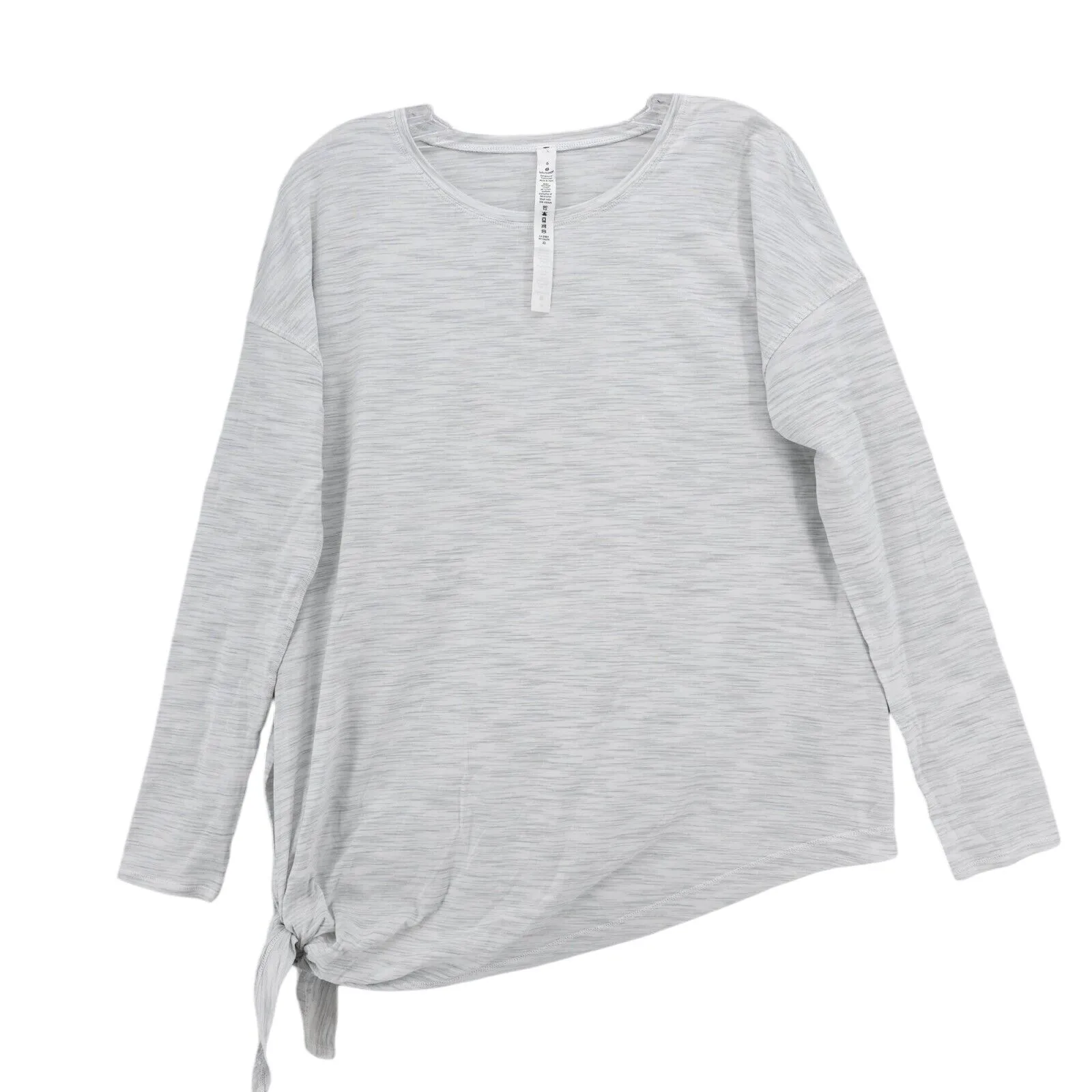 LULULEMON To The Point Long Sleeve Top Light Heather Gray Asymmetric Pima Sz 6