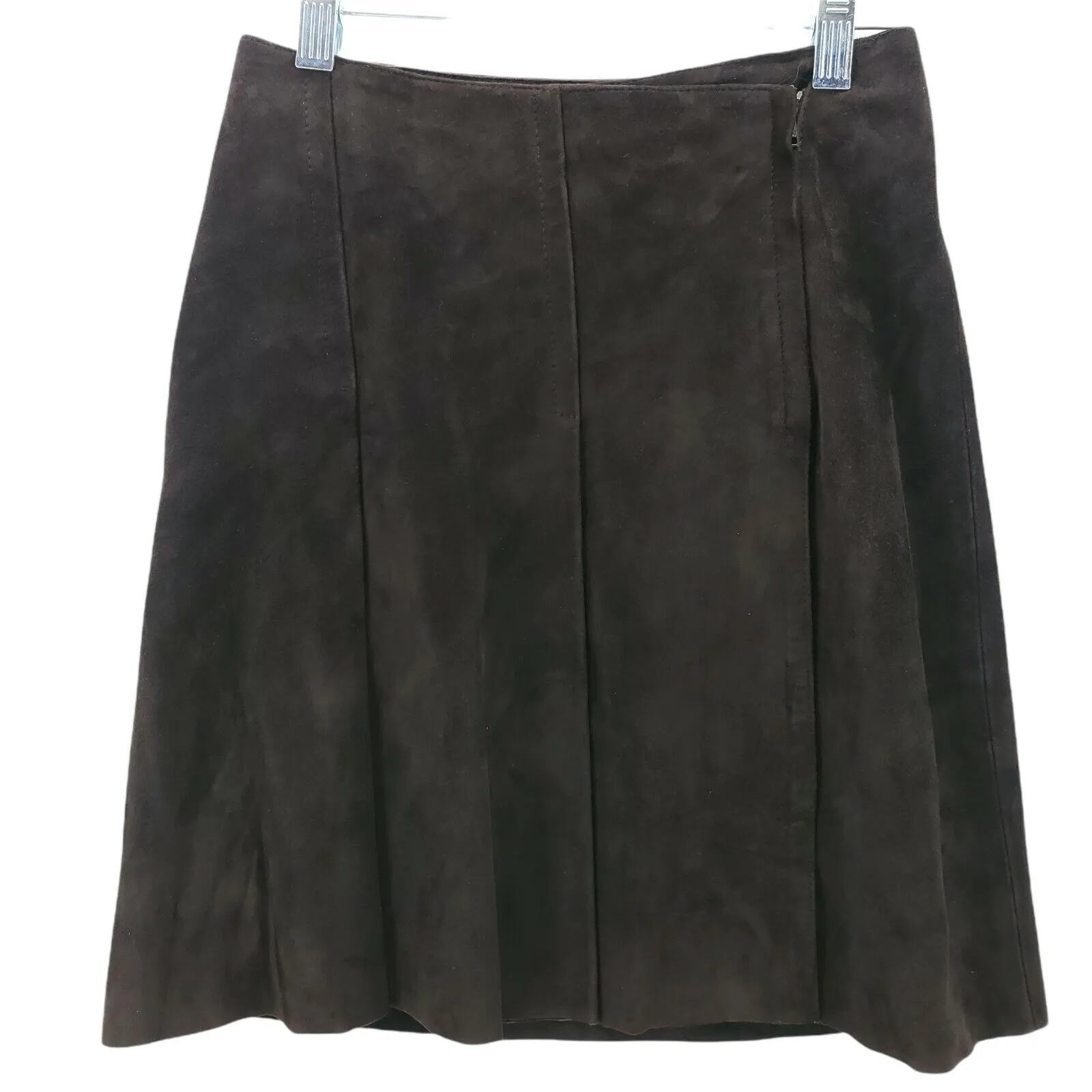 Gentryportofino Brown Suede Leather Mini Wrap Skirt Size 38