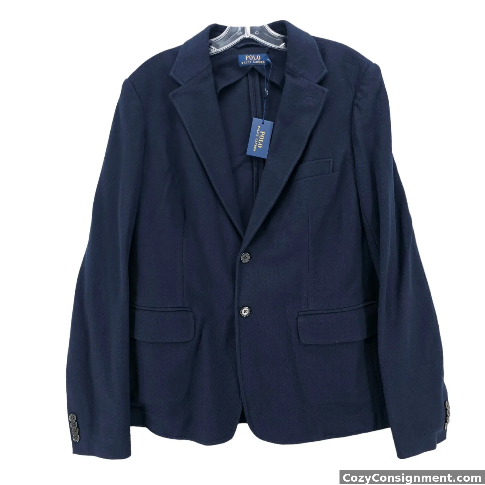 NWT Polo Ralph Lauren Hunter Navy Blue Woven Blazer Jacket 100% Cotton Size 14