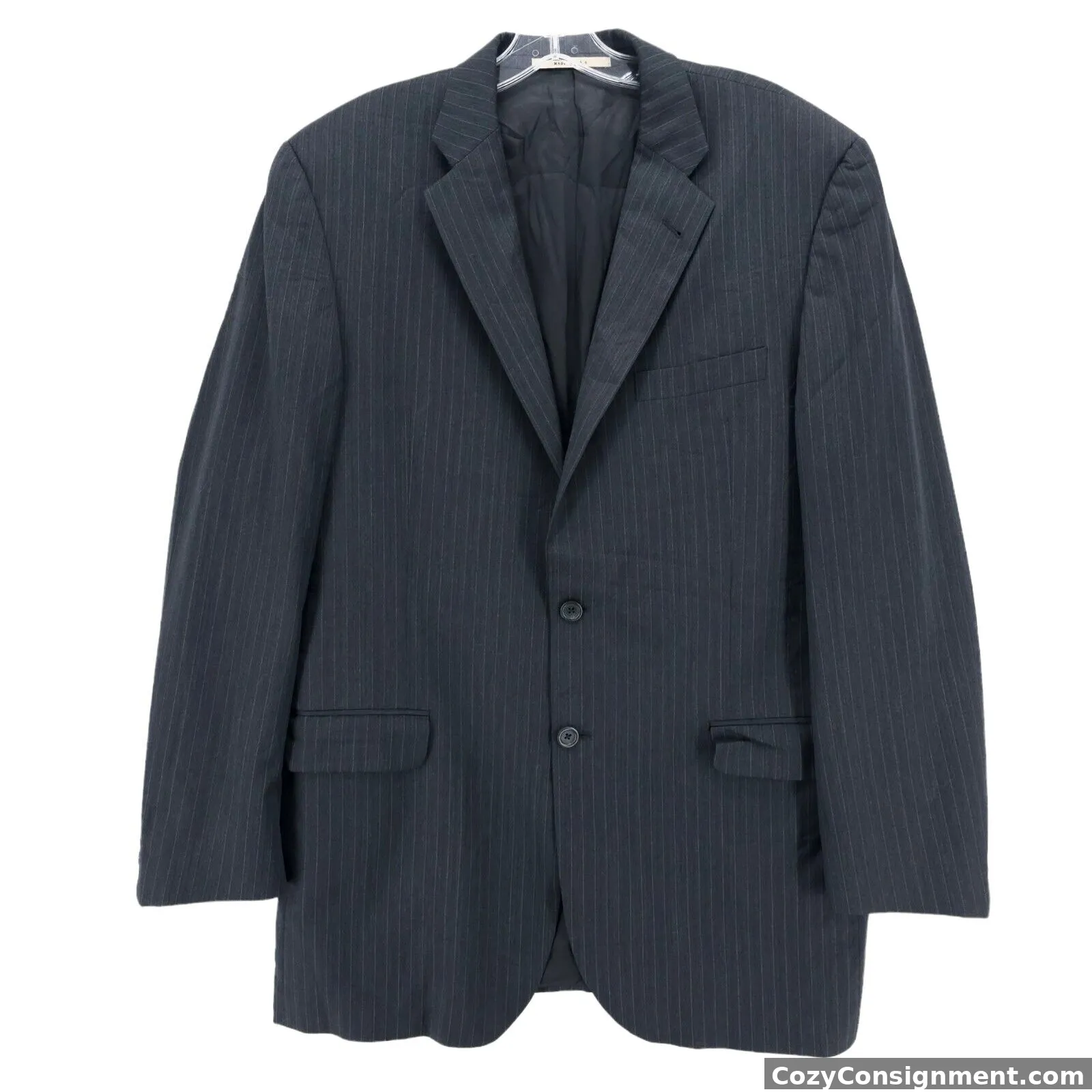 BURBERRY London Bond Street Blazer Suit Jacket Pinstripe Charcoal Gray 42 LONG