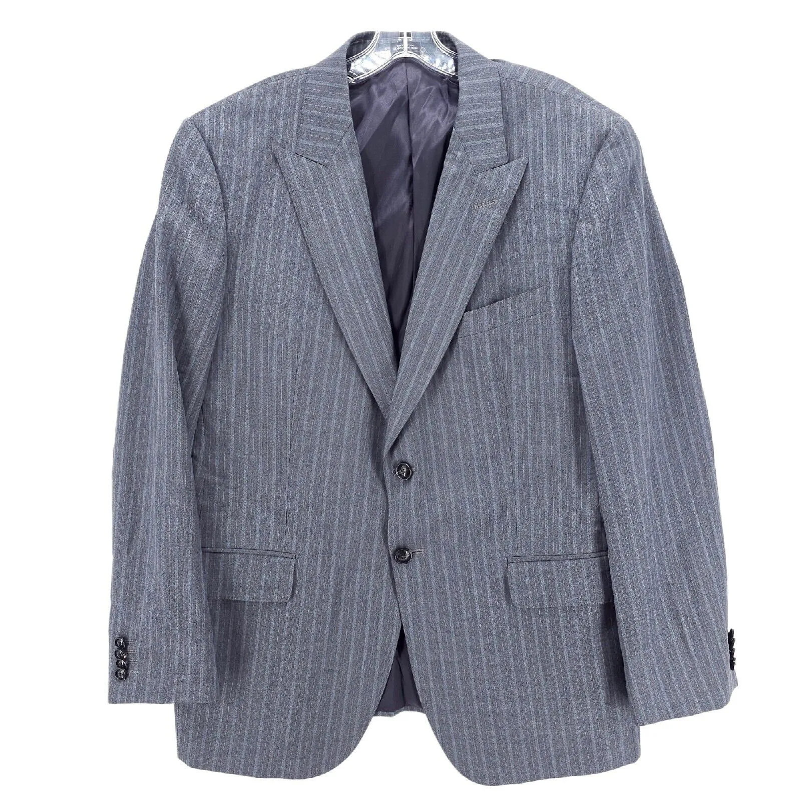 Ermenegildo Zegna SAKS Gray  Striped Suit Jacket Blazer Sport Coat Wool Silk 42S