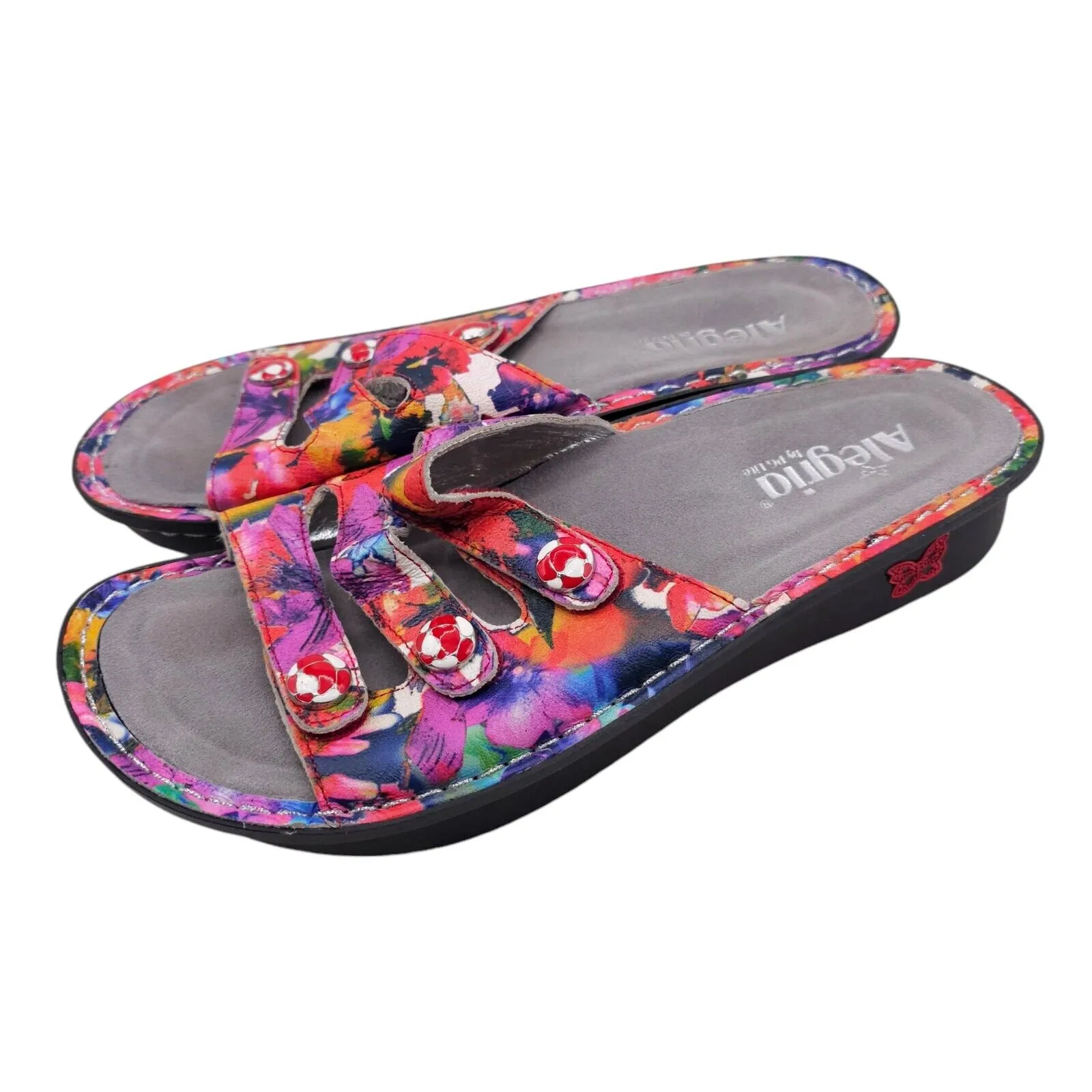 ALEGRIA Fiona Iris Sandal Floral Leather Slide Comfort Shoes EU 41 - US 10.5/11