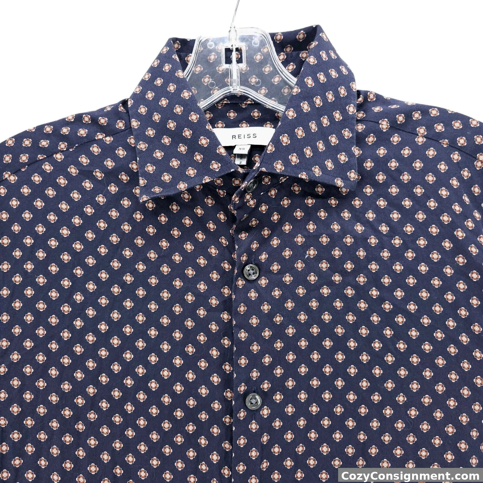 REISS "Pisa" Medallion Print Longs Sleeve Button Up Shirt Men's XS