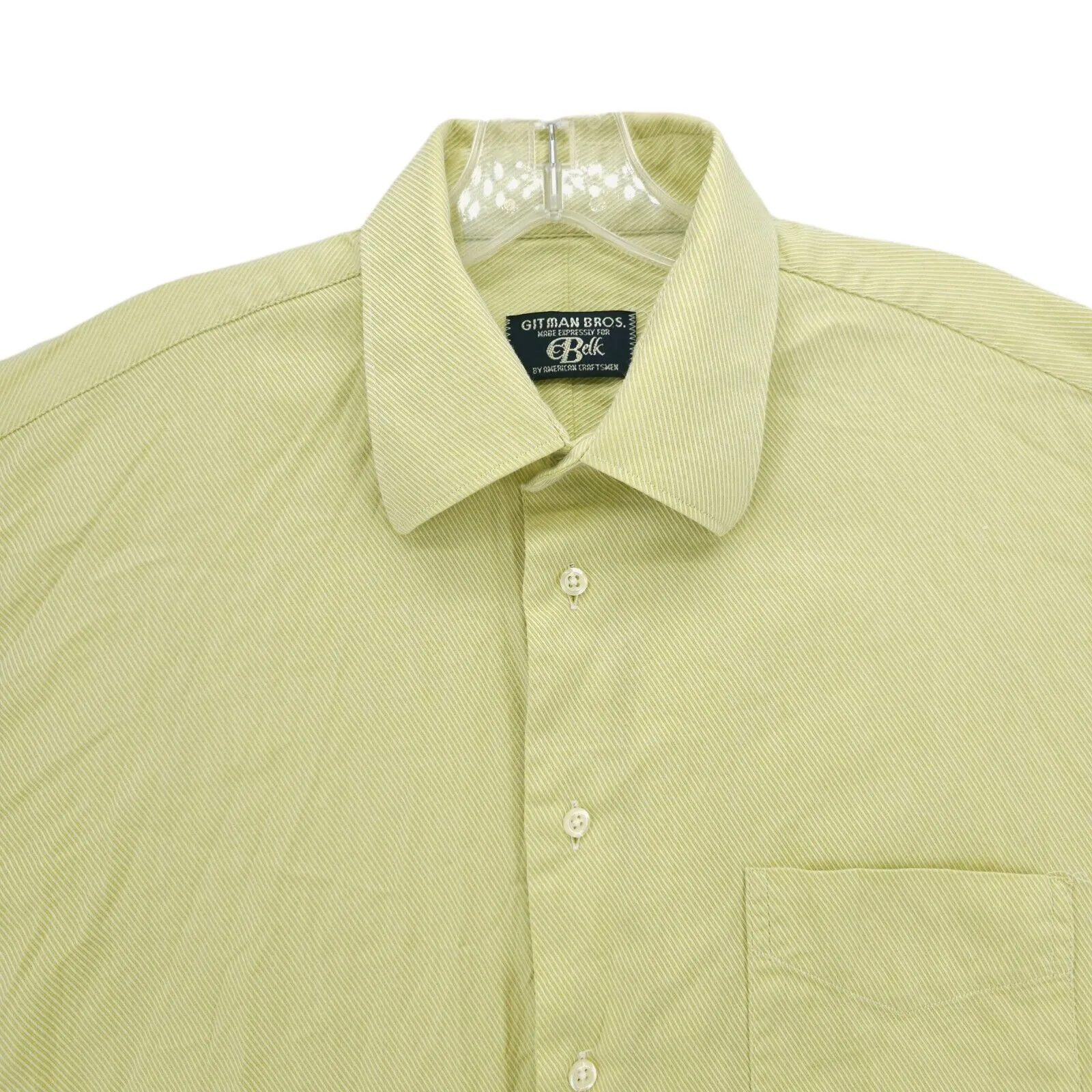 GITMAN BROS Shirt Long Sleeve Diagonal Stripe Yellow Green Size 16 - 35