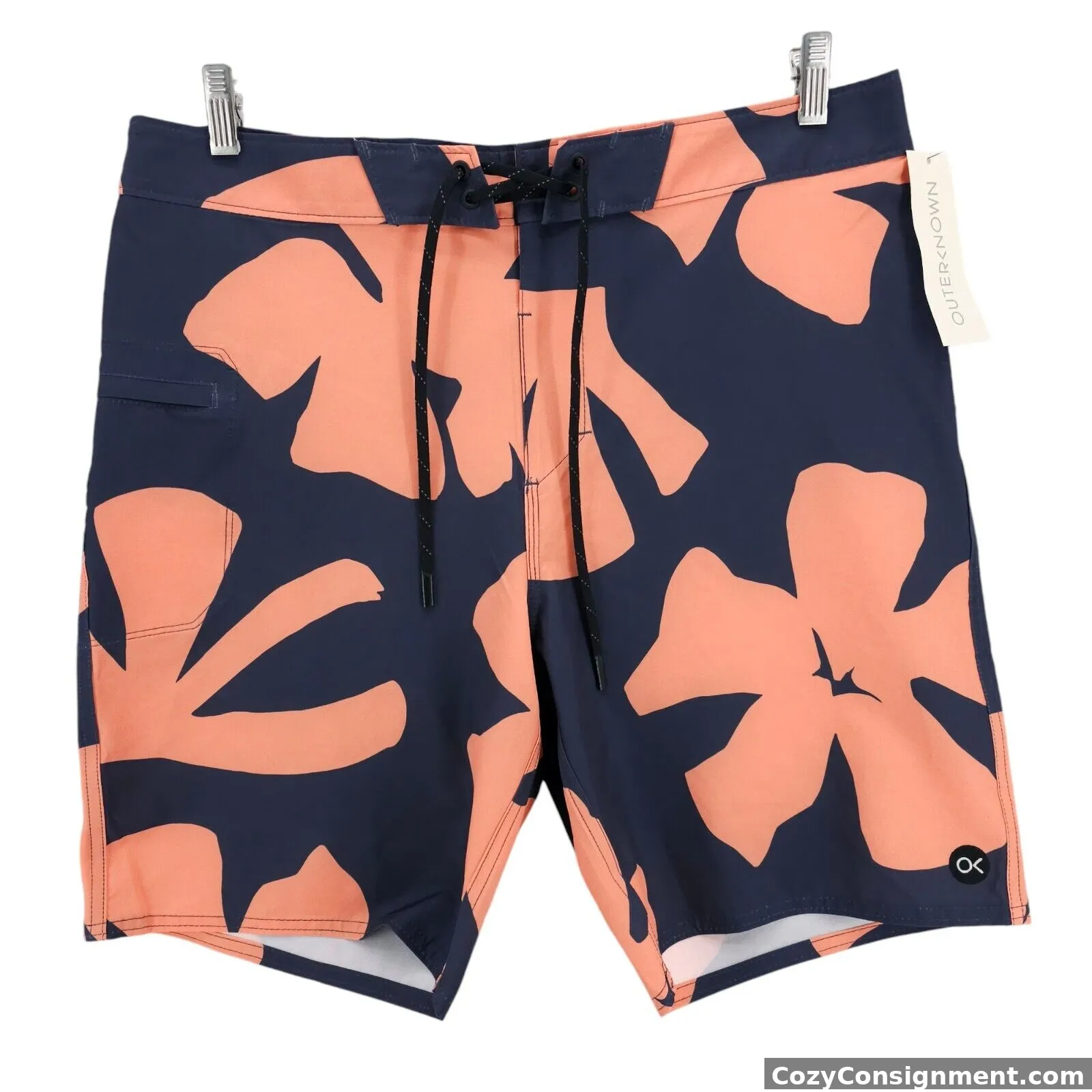 NWT OUTERKNOWN Nomadic Stretch Trunk Board Shorts Bright Blue Orange Size 34