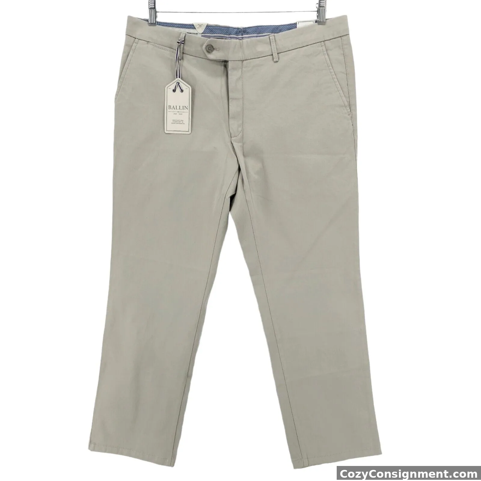 NWT BALLIN Atwater Modern Fit Chino Pants Pima Perma Color in STONE Size 36x30