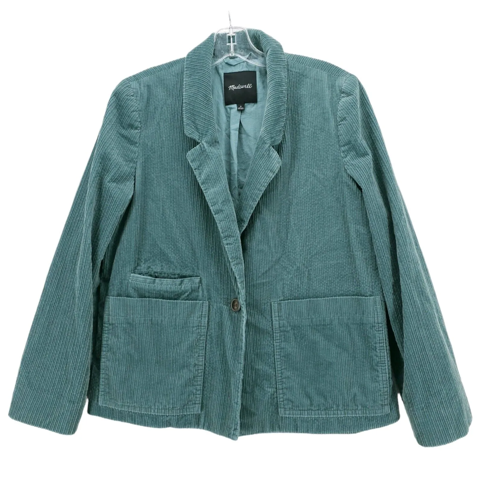 MADEWELL Corduroy Crop Dorset Blazer Jacket Teal Blue Size MEDIUM