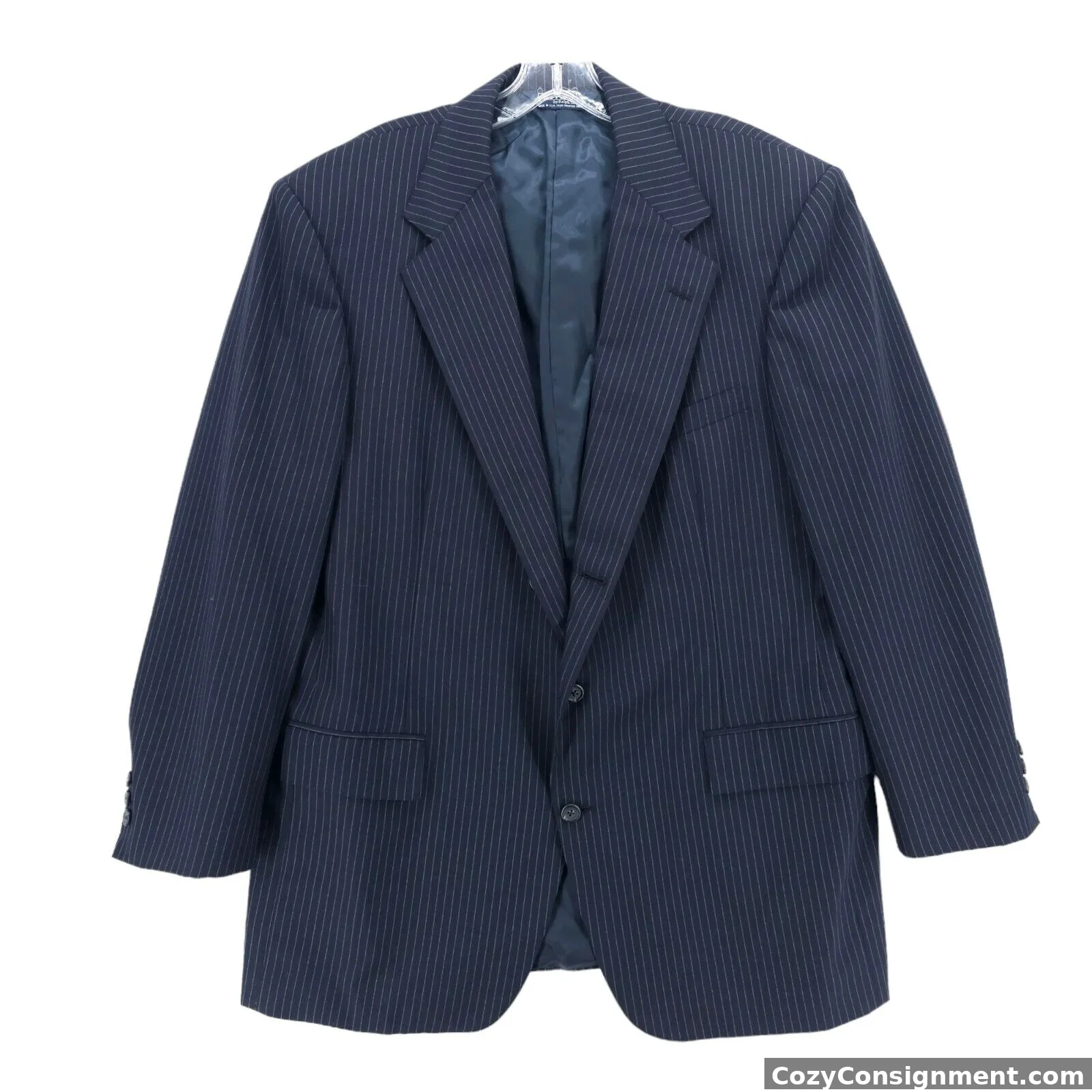 Polo Ralph Lauren Dark Blue Pinstripe Jacket Blazer MADE IN USA 44L - tailored?