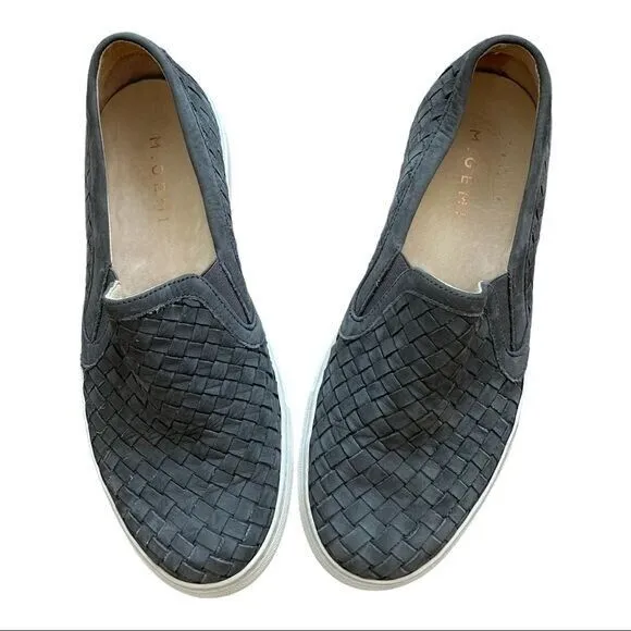 M.GEMI The Cerchio Slip on Fashion Sneaker Gray Woven Leather IT 38.5 US 8