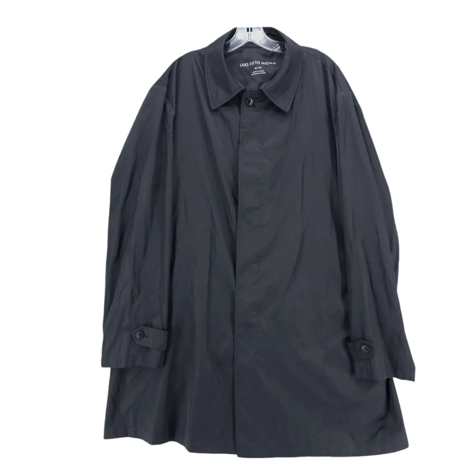 SAKS FIFTH AVENUE Men's Black Packable Rain Coat Jacket Size XL