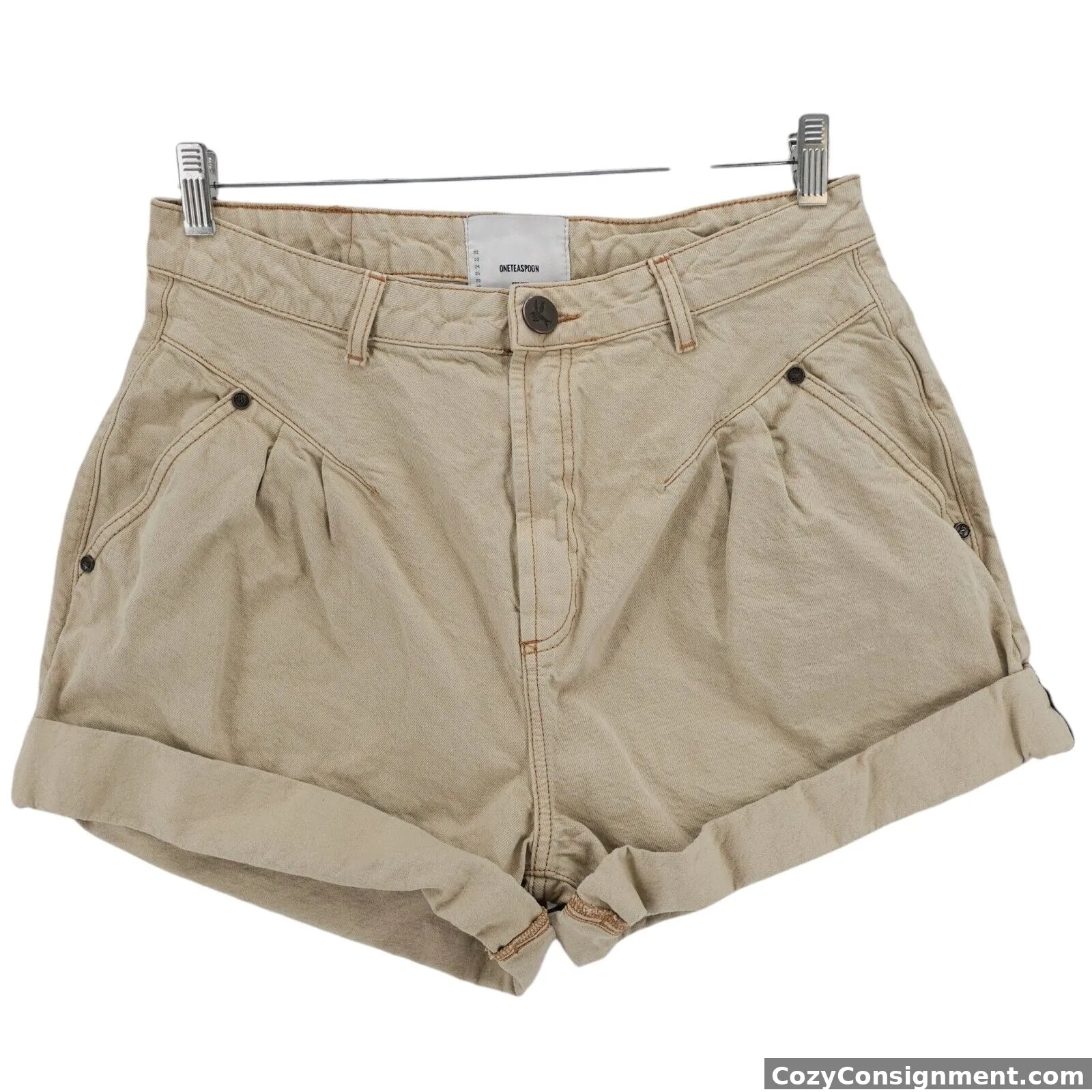 ONE TEASPOON Beige Street Walker Short Cuffed High Waist Size 31