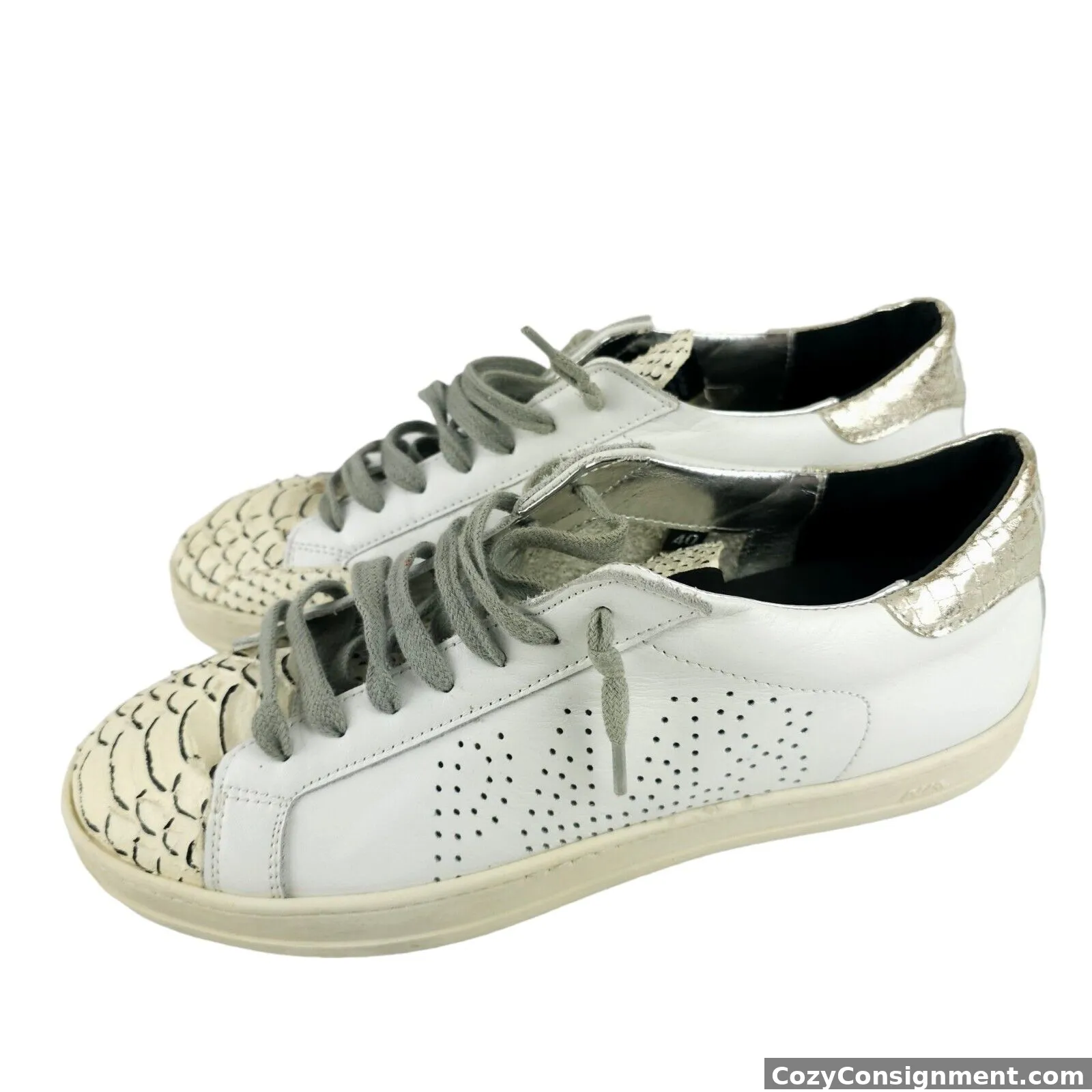 P448 John Sneakers Perforated Faux Snakeskin Pattern Size 40 US 9.5-10