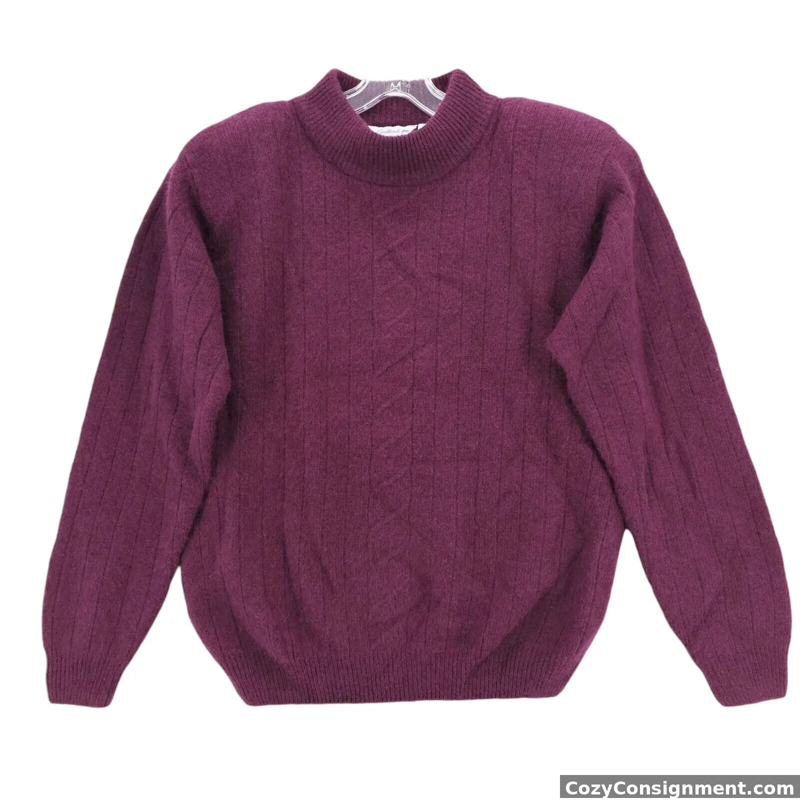 LOMBARDI INC Vintage Sweater Maroon Purple Lambswool Angora Blend Fuzzy LARGE