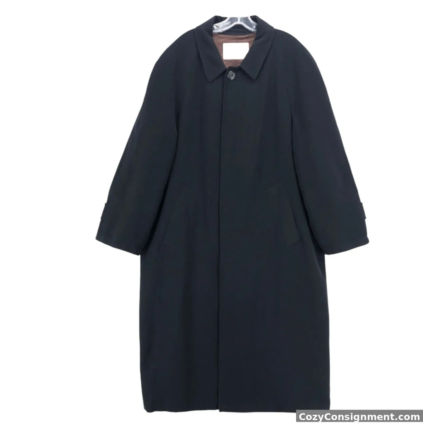 AQUASCUTUM Black Coat Overcoat Men's Polyester Size 40R