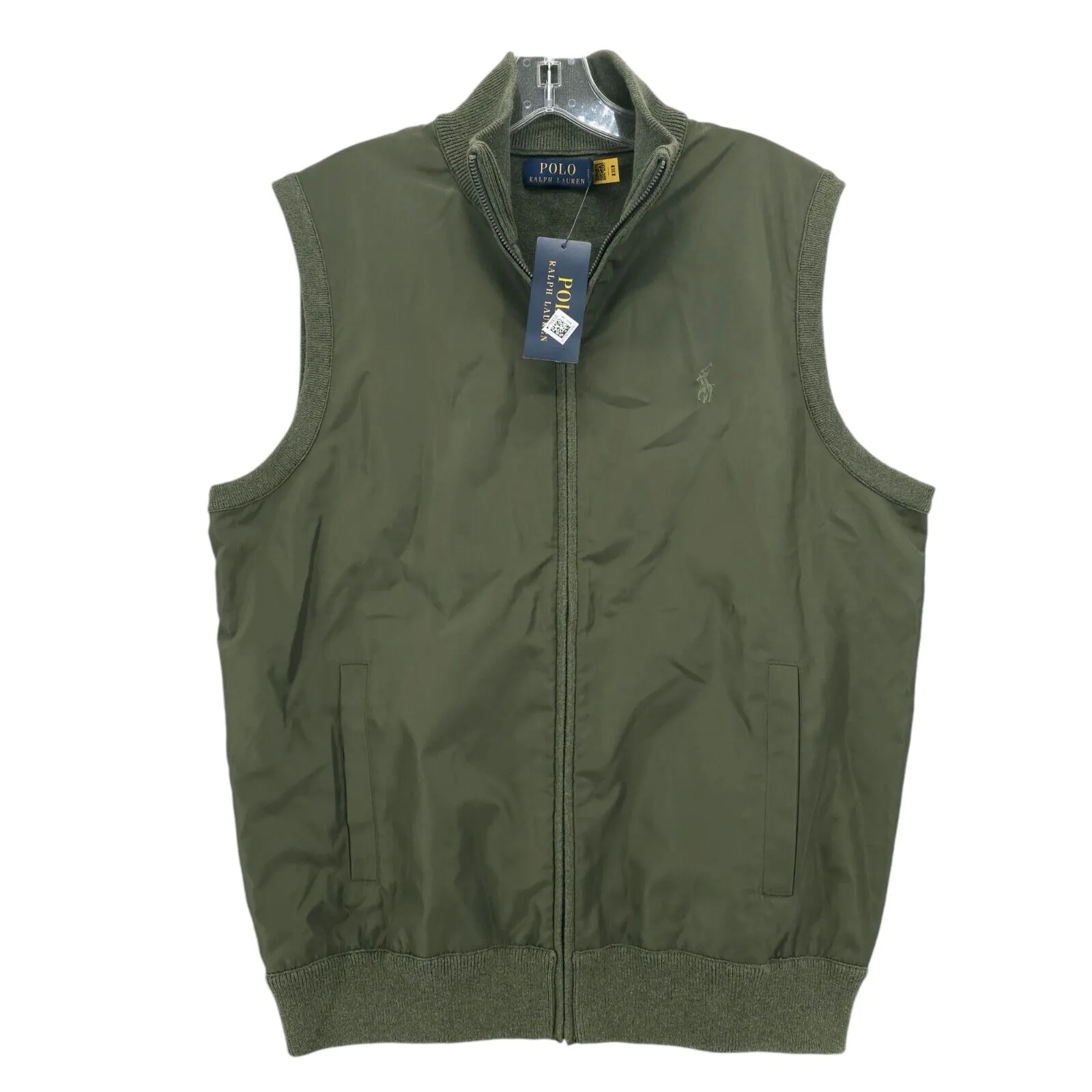 NWT Polo Ralph Lauren Men's Hybrid Sweater Vest Green Full Zip Size MEDIUM