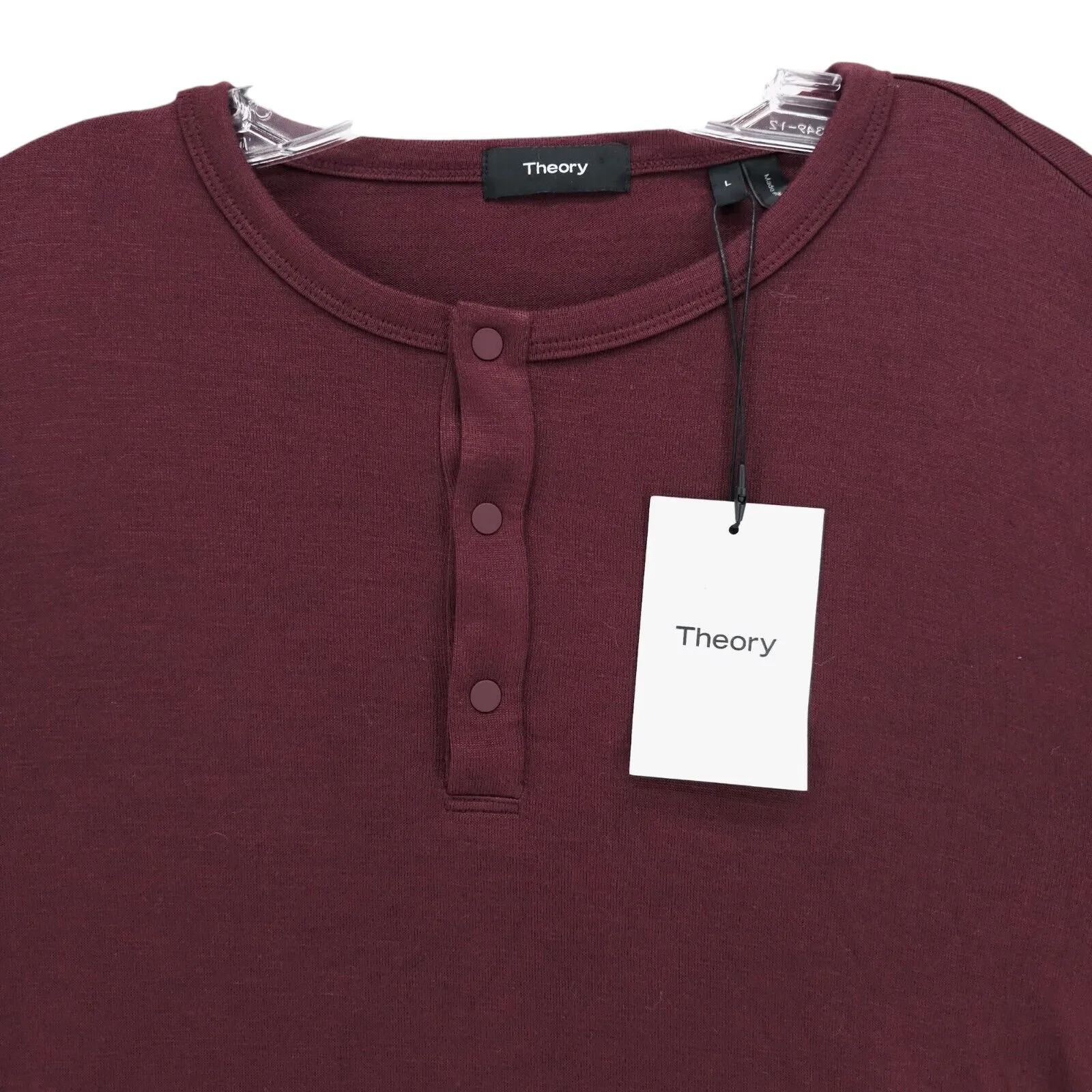 NWT THEORY Men's Anemone Snap Henley Chianti Red SOFT! Modal Blend Size LARGE