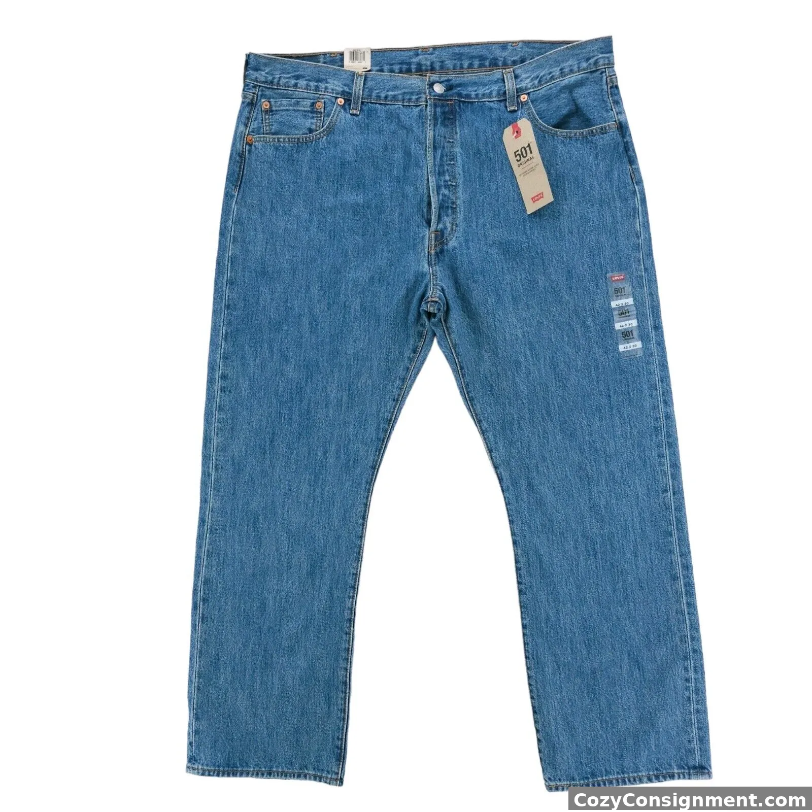 NWT Levis 501 Original Fit Denim Jeans Straight Leg Button Fly 100% Cotton 42x30