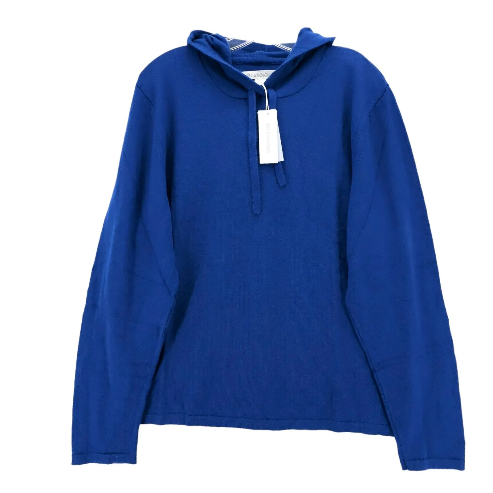 NWT OUTERKNOWN Morro Hoodie Extra Fine Merino Sweater Bright Blue Size LARGE