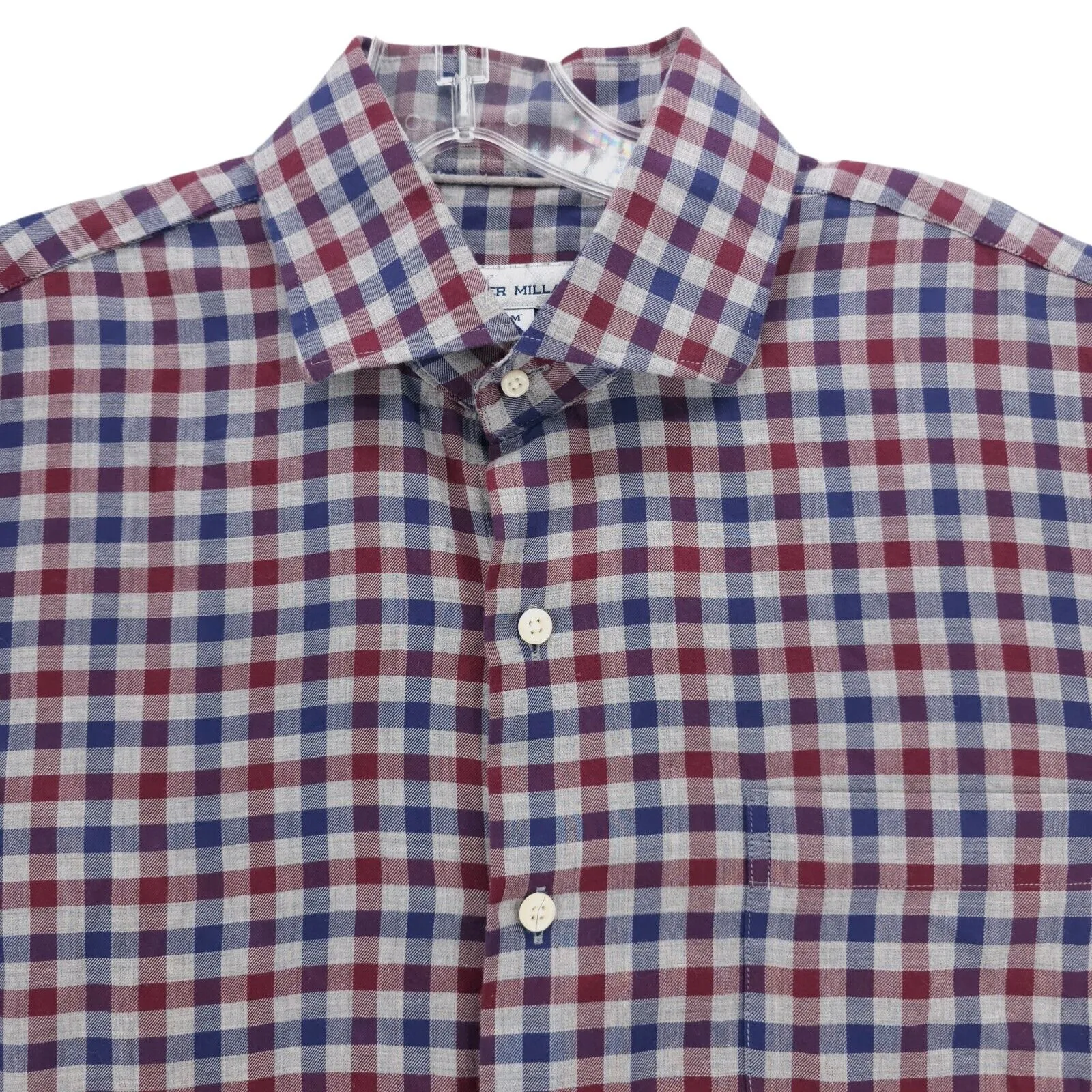 PETER MILLAR Dunbritton Gingham Check Long Sleeve Shirt 100% Cotton MEDIUM