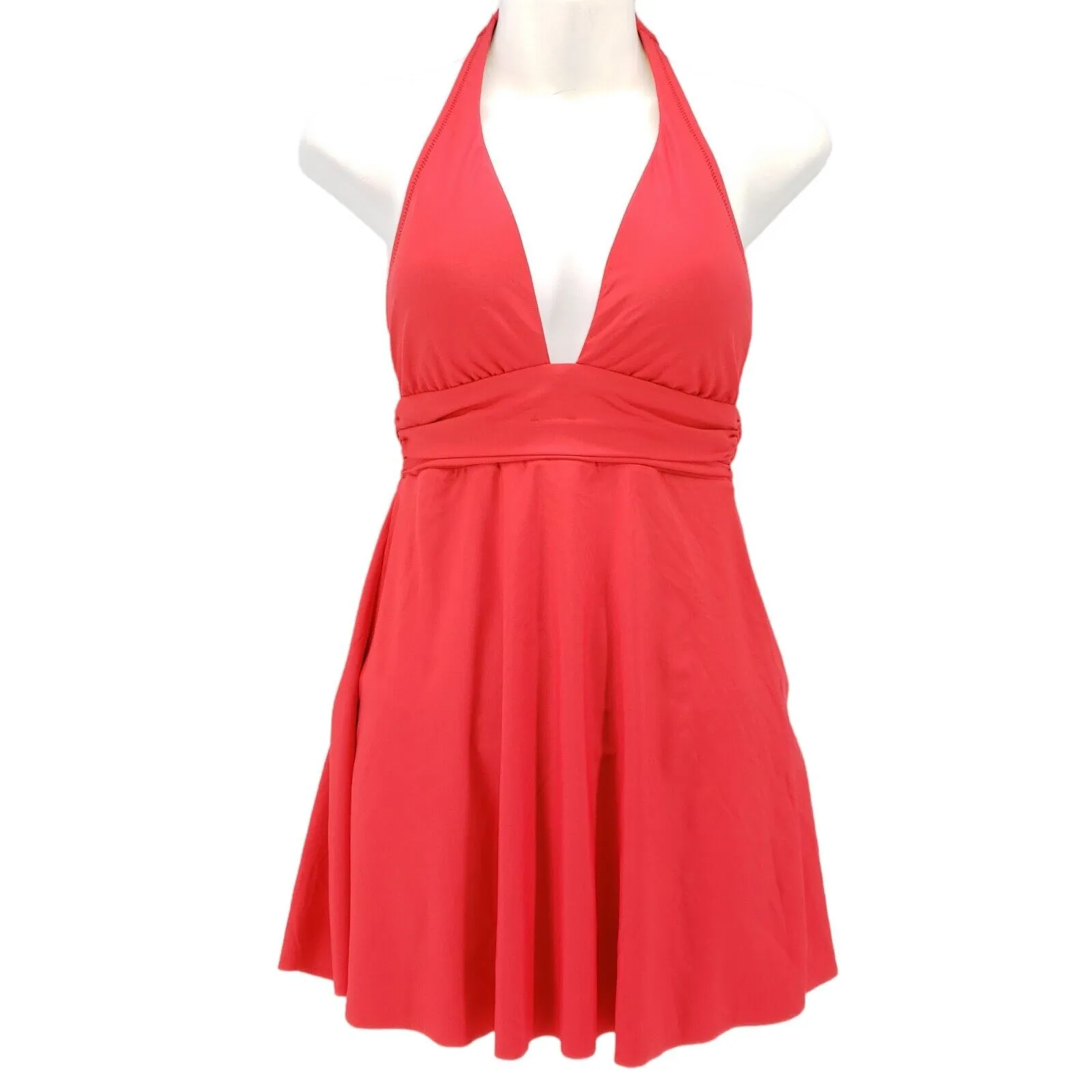 NWT J. CREW V-Neck Halter Swim Dress Bright Cerise Red Style AV126 Size 8