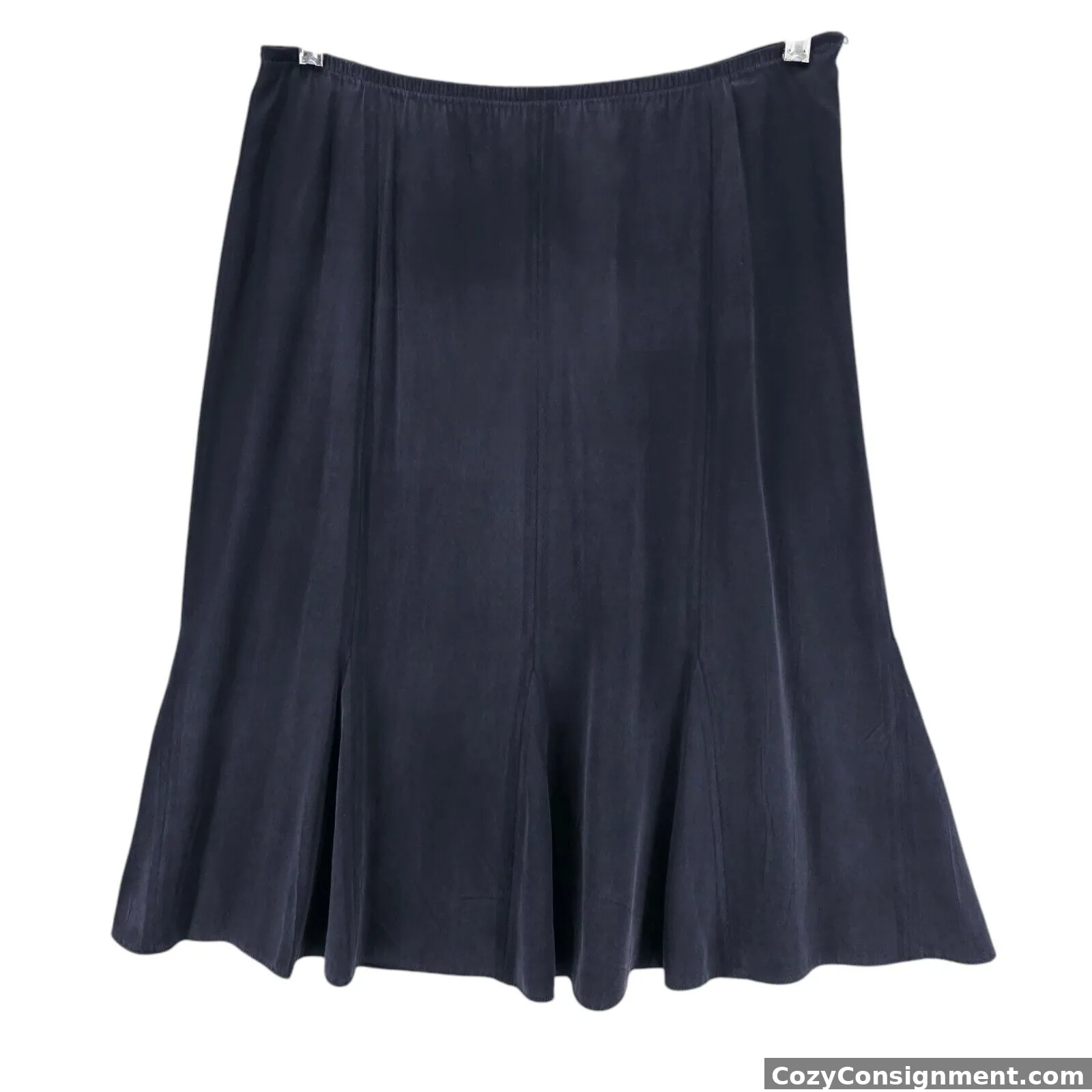 EILEEN FISHER 100% Silk Midnight Godet Flare A-line Skirt Side Zip SMALL