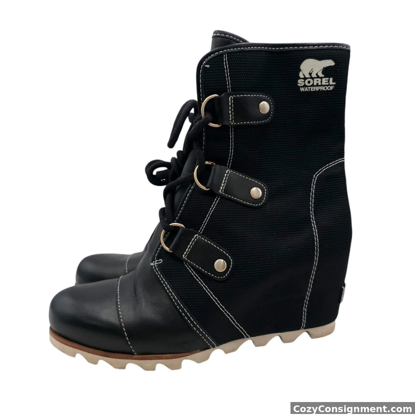 SOREL Joan of Arctic Wedge Mid x Celebration Boots Black NL2767 Size US 10