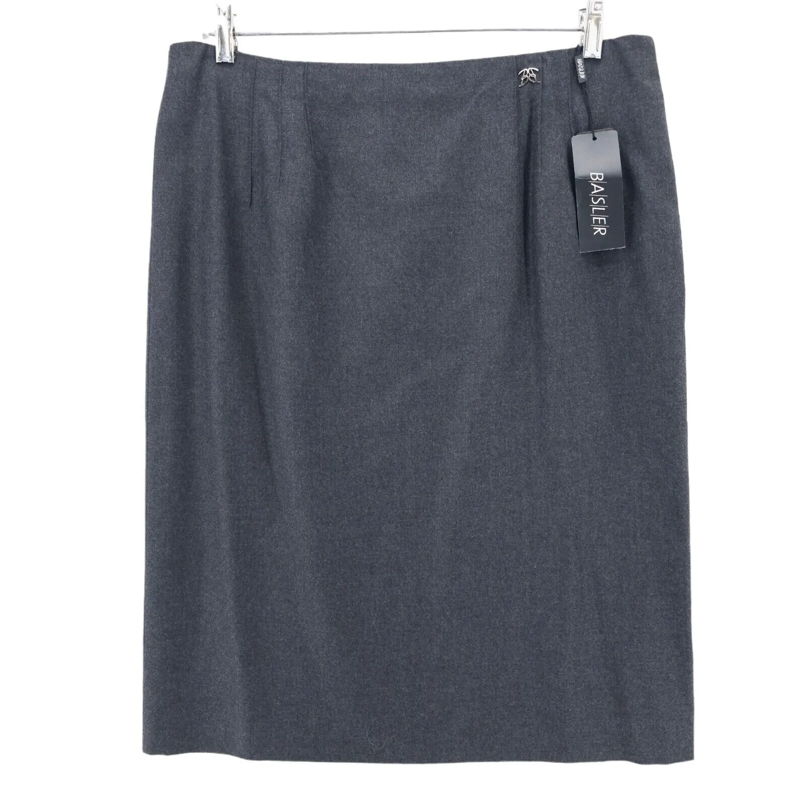 NWT BASLER Charcoal Gray 100% Wool Pencil Straight Skirt Lined Career Size 14