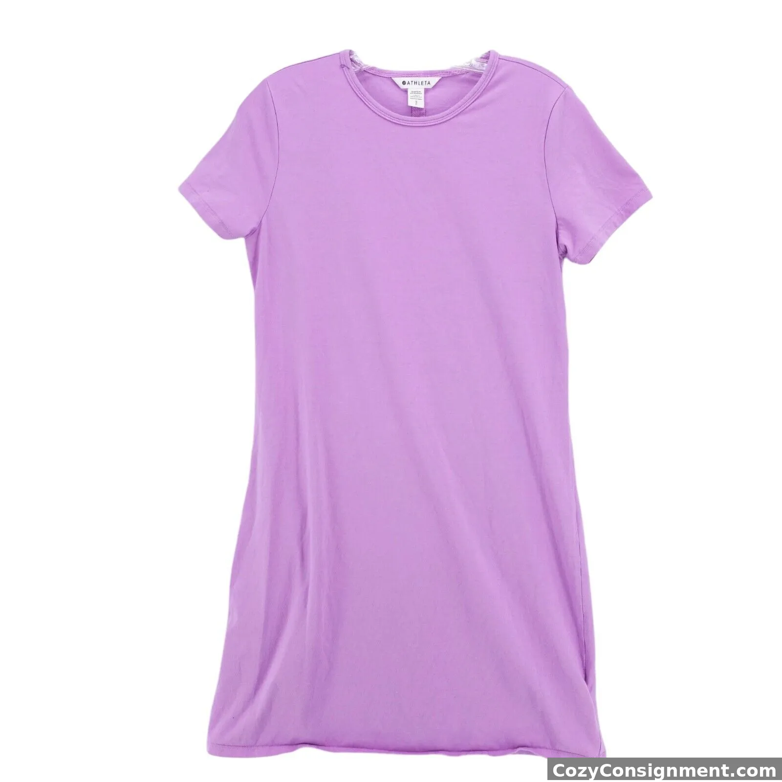 ATLETA Essential Tee Dress Purple Supima Cotton Blend Stretch Short Sleeve SMALL