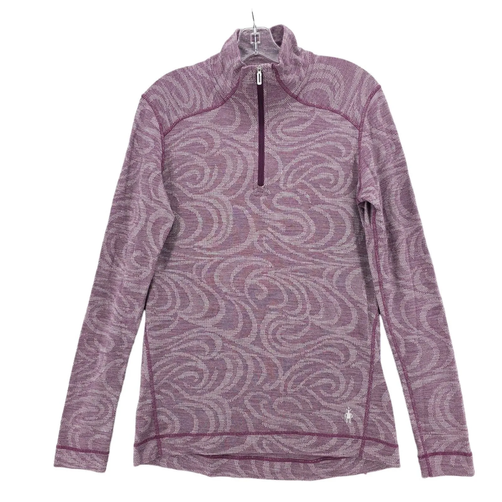 SMARTWOOL Merino 250 Base Layer 1/4 Zip Pullover Purple Geometric Women's XL