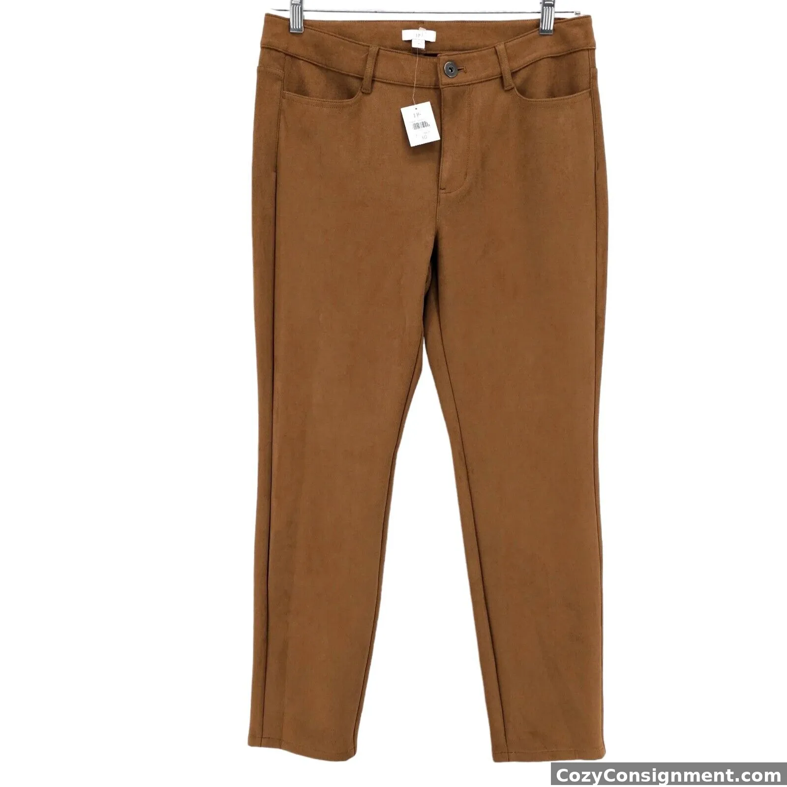 NWT J. JILL Faux Suede Pants CHESTNUT Brown Soft Stretch Size 10